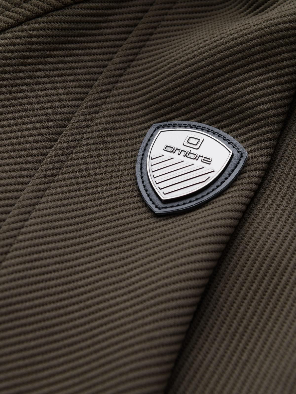 Ombre Men's BIKER jacket in structured fabric - dark olive green