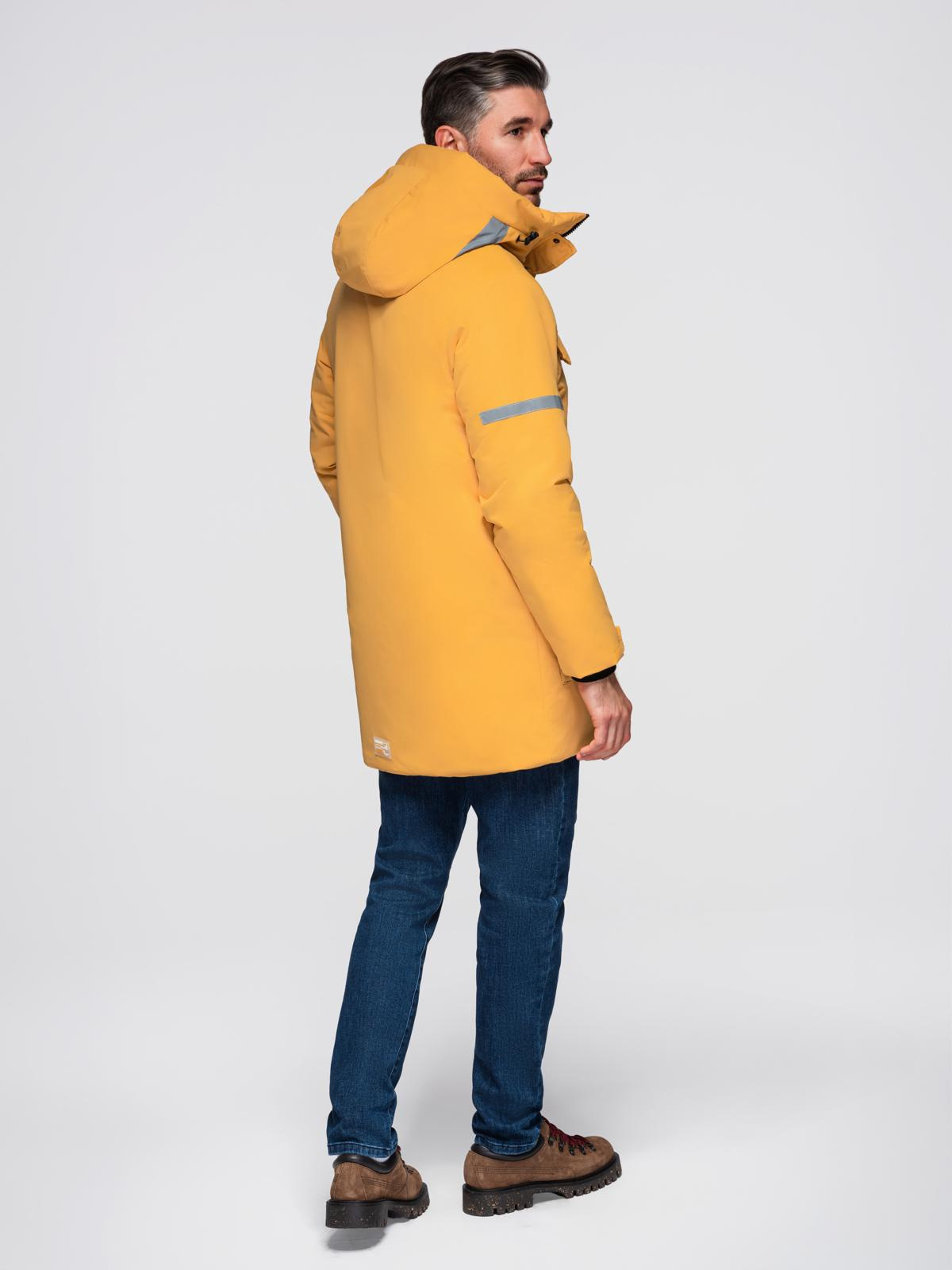 Ombre Men&#039;s long insulated jacket with reflective elements - yellow
