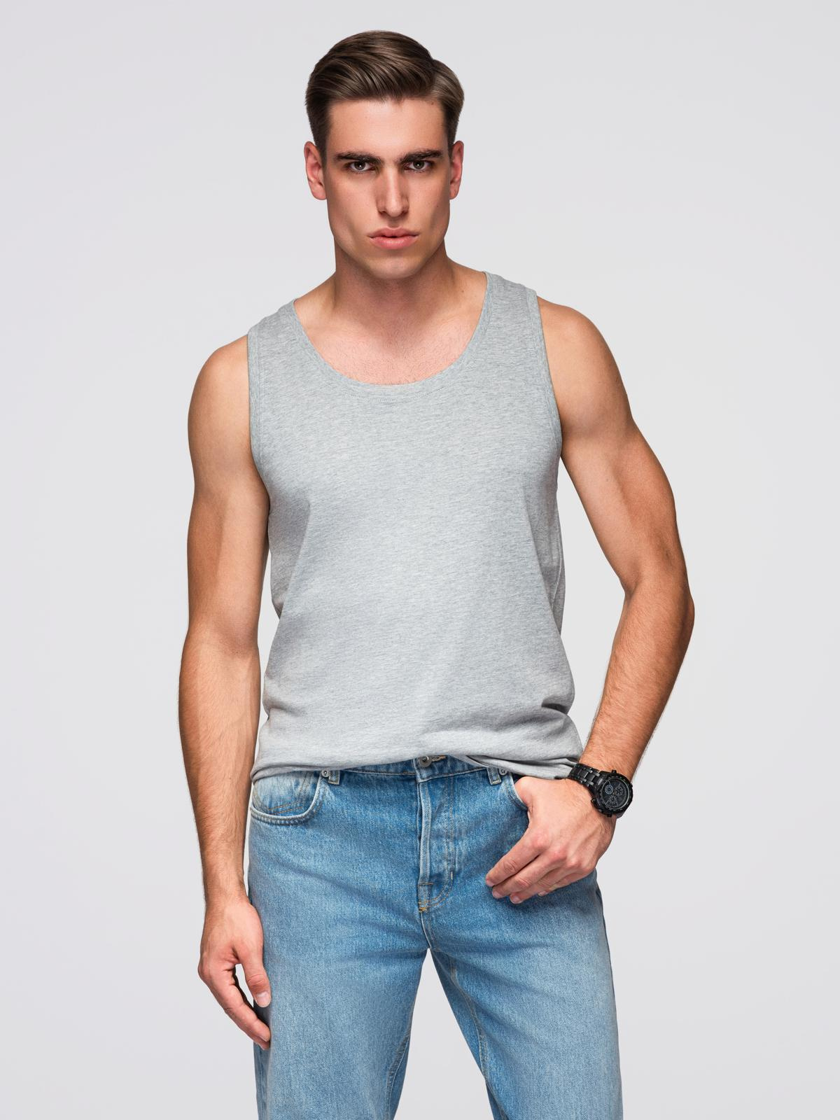 Ombre Men's BASIC cotton tank top - grey melange