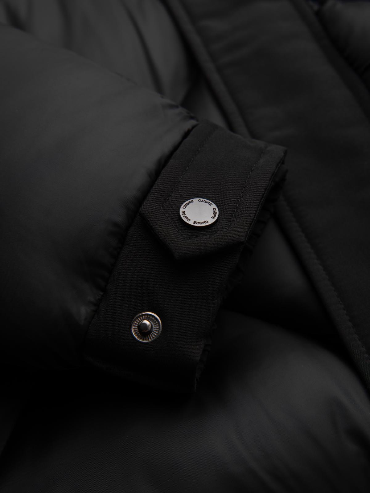 Ombre Men&#039;s hooded jacket with geometric diamond quilting - black