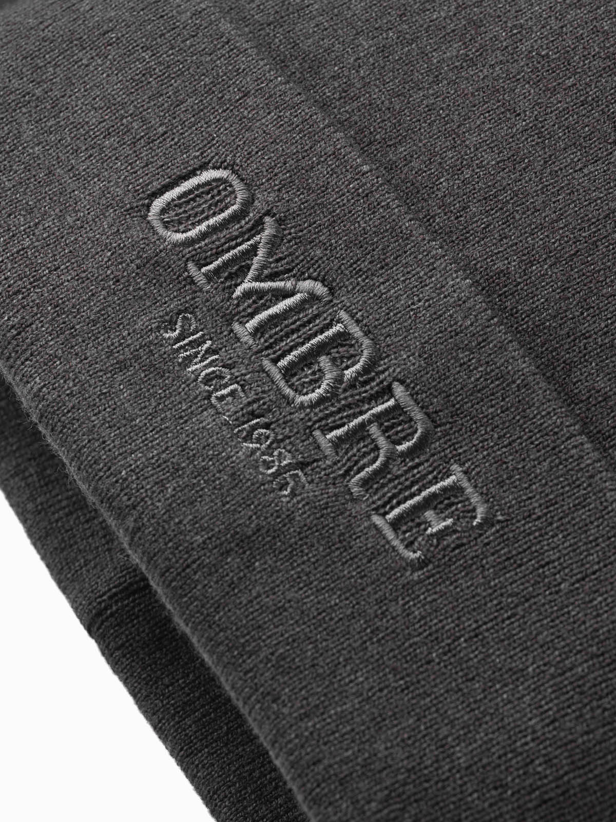 Ombre Men's knitted beanie hat with embroidered inscription - graphite