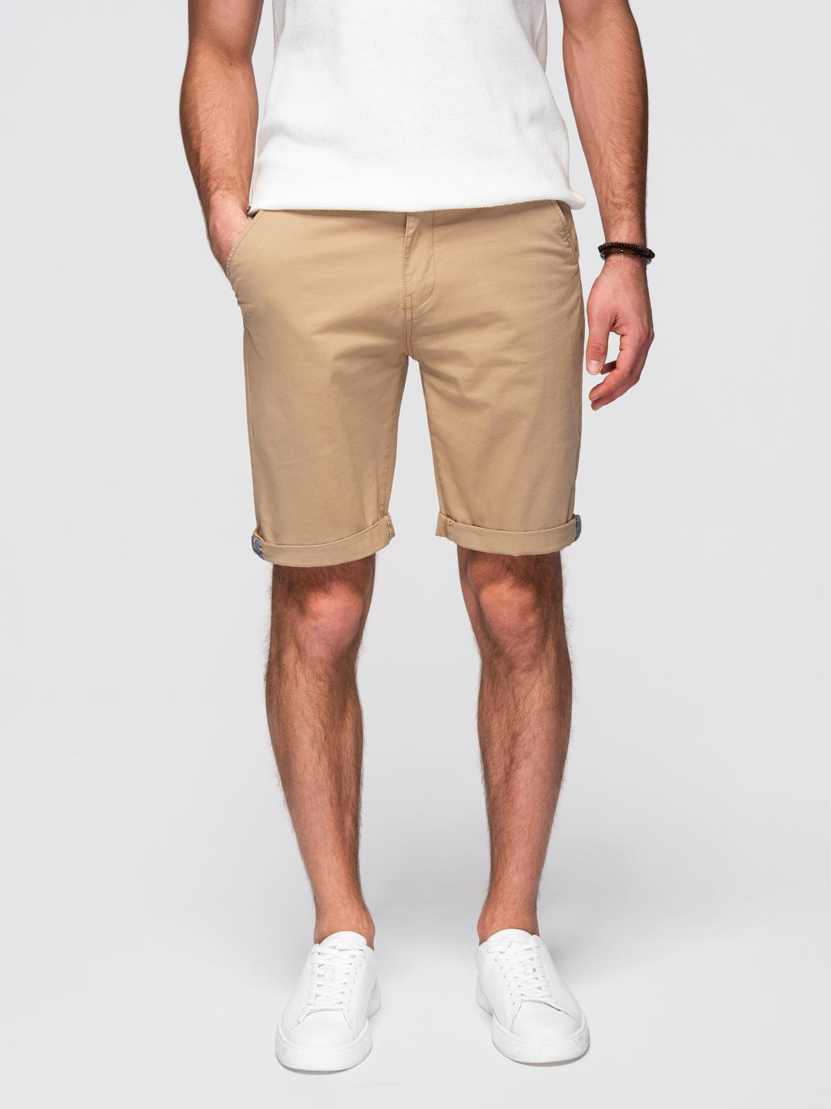 Ombre Classic men's chino shorts with rolled up leg - beige