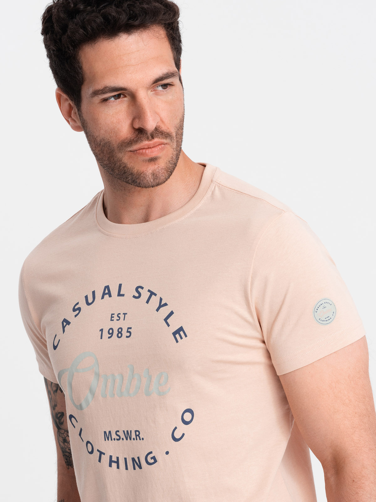 Ombre Casual Style men&#039;s printed t-shirt - light pink