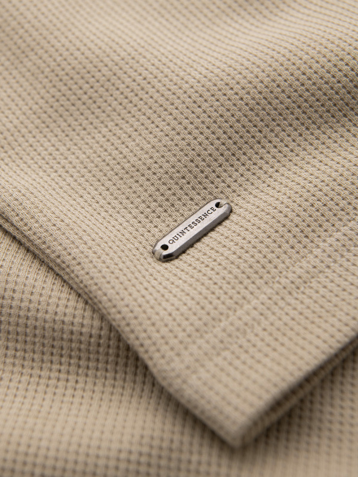 Ombre Men's waffle-textured T-shirt with round neckline - sand