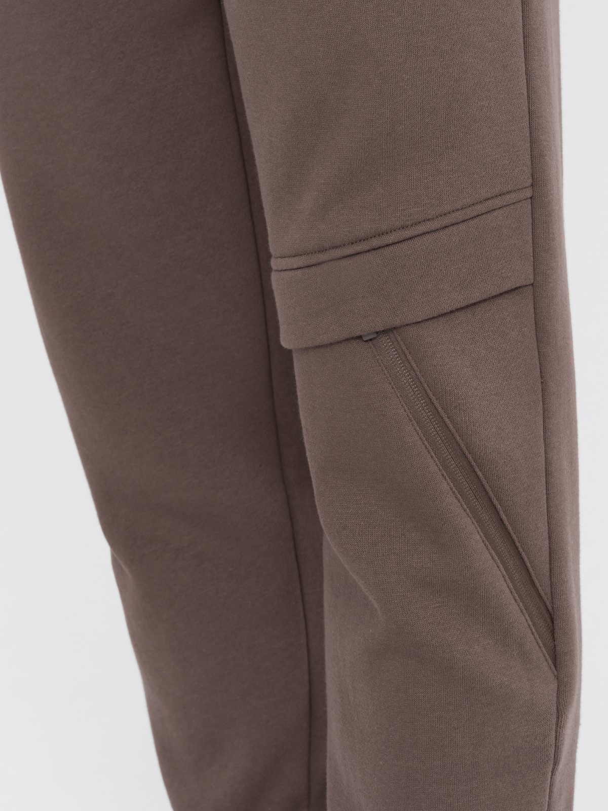 Ombre Men's sweatpants with stitching and zipper on leg - brown