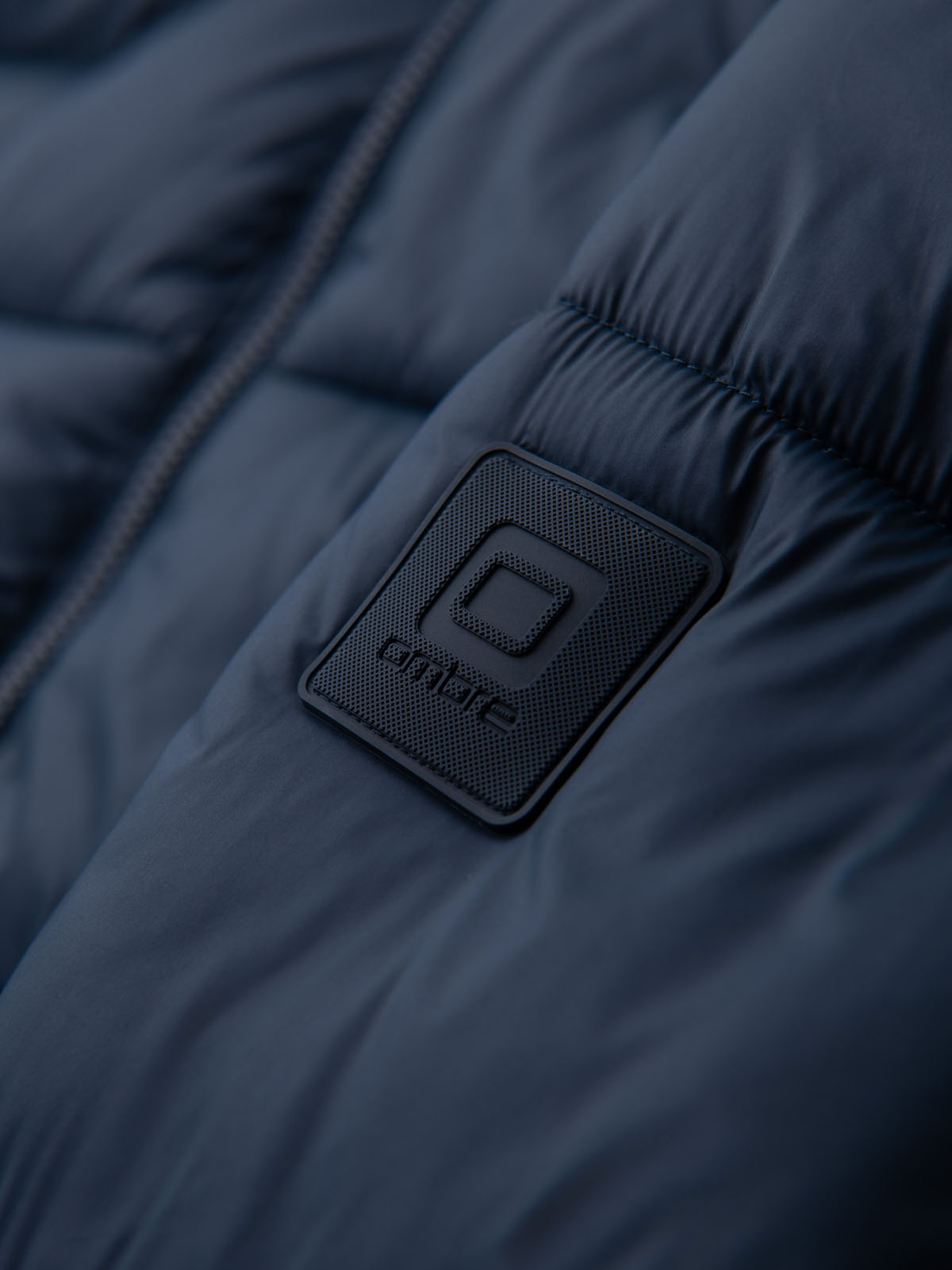 Ombre Men&#039;s quilted puffer jacket with hood - navy blue