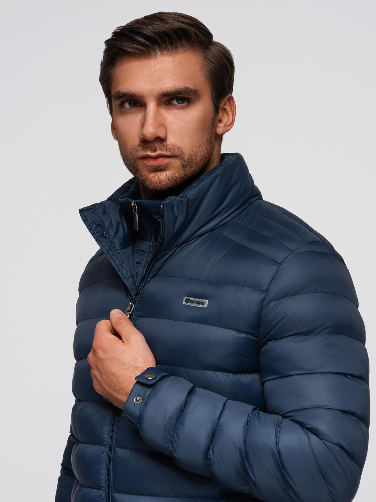 Ombre Men&#039;s quilted jacket with two fasteners - navy blue
