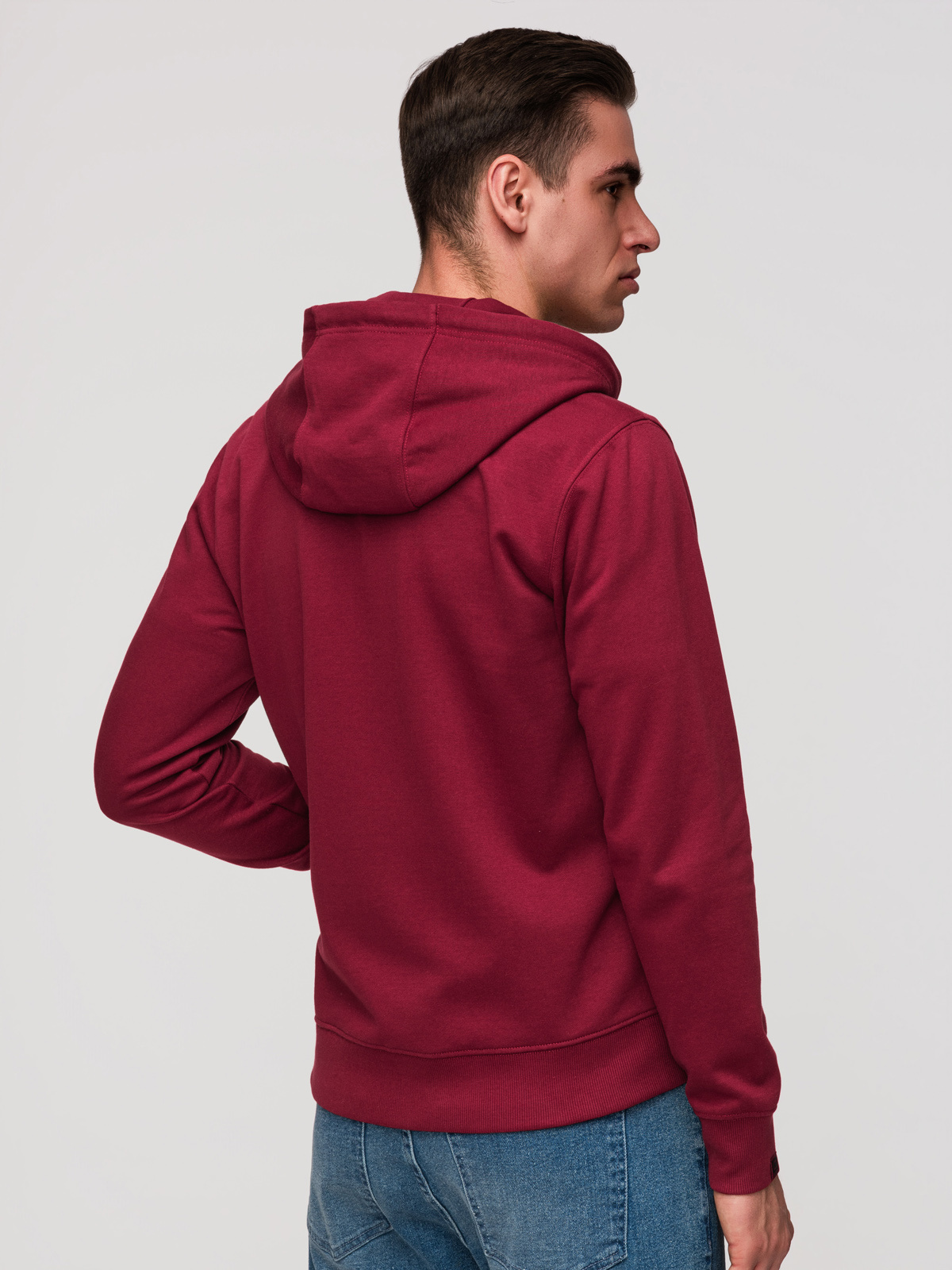 Ombre pánska mikina s kapucňou na zips - červená