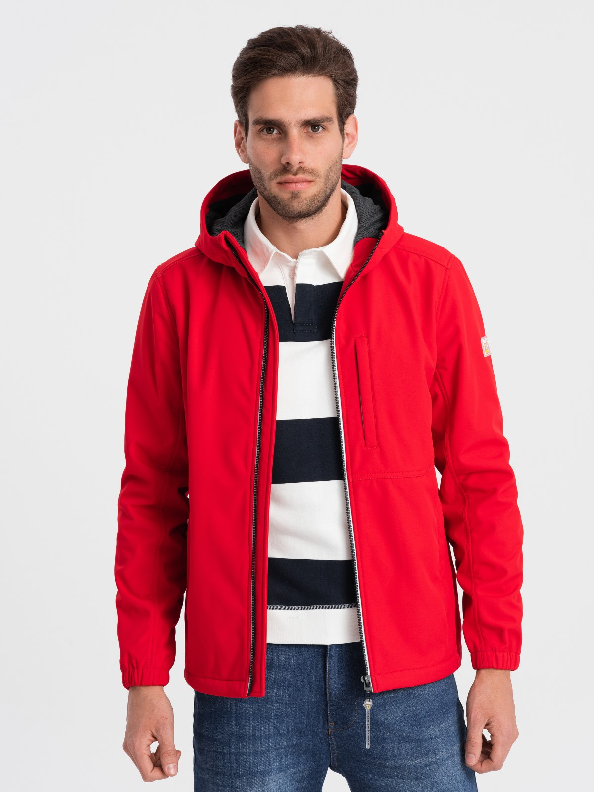 Ombre Men&#039;s jacket with fleece center SOFTSHELL-red