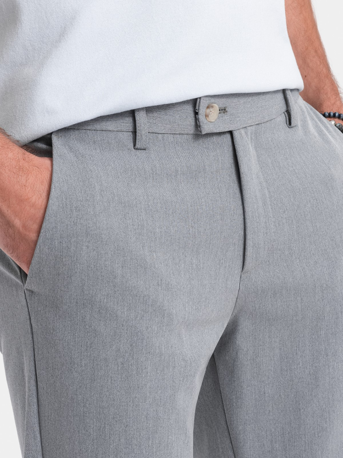 Ombre Elegant men's SLIM FIT chino pants - light grey