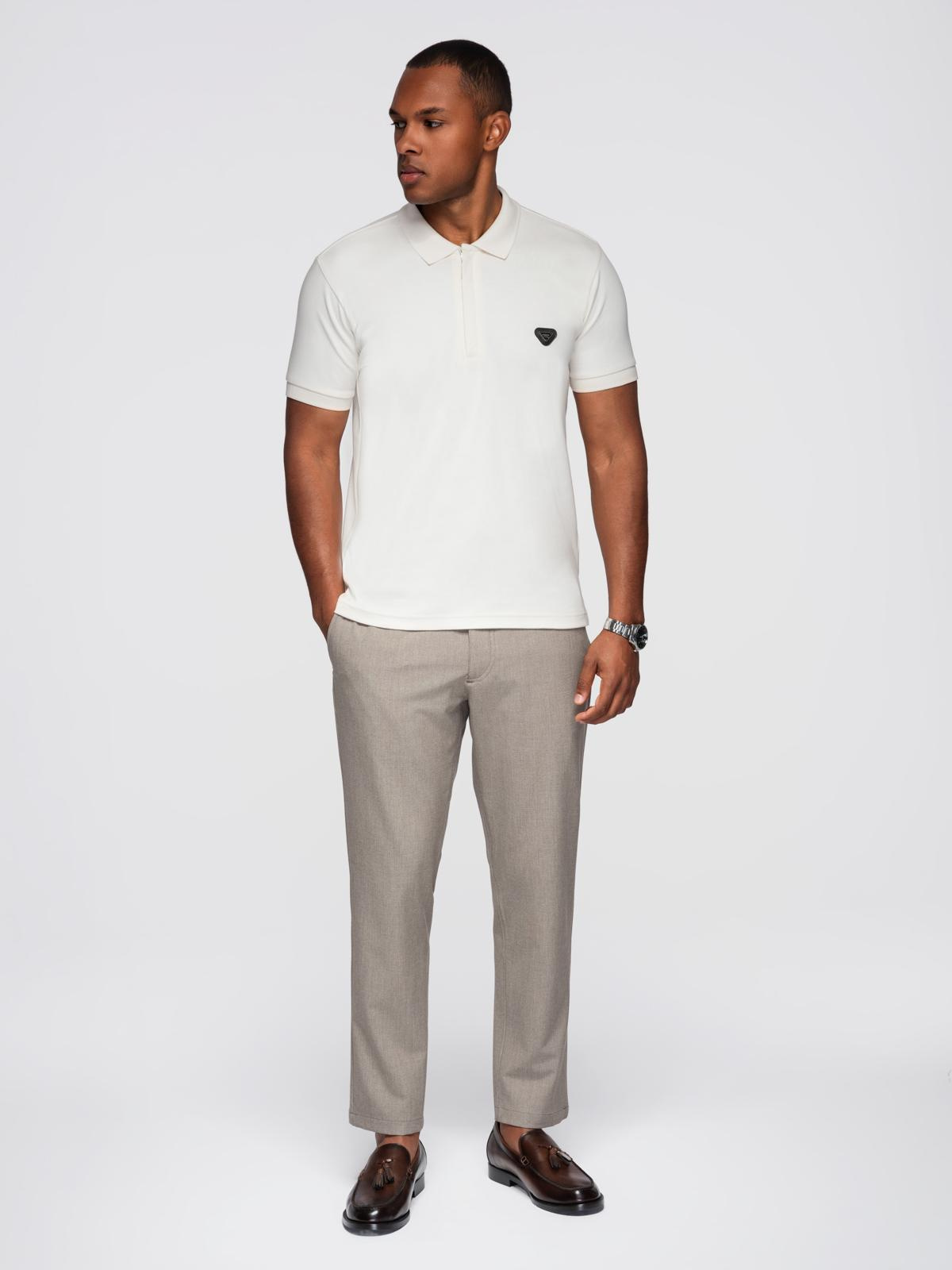 Ombre Men's polo shirt with zipper neckline - white