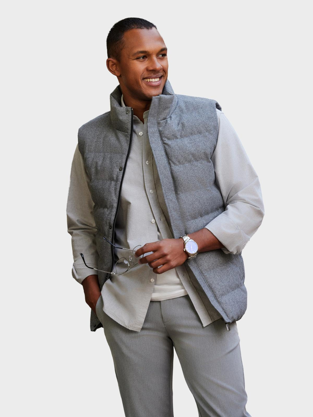 Ombre Men&#039;s quilted wool sleeveless jacket - grey melange