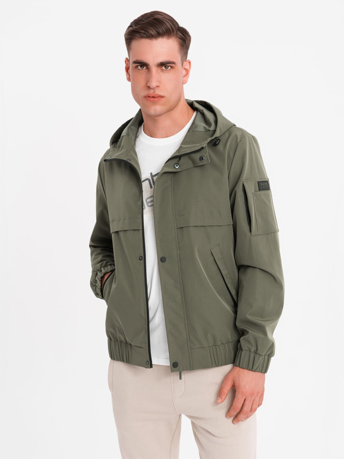 Ombre Mens functional transitional jacket with hood - olive