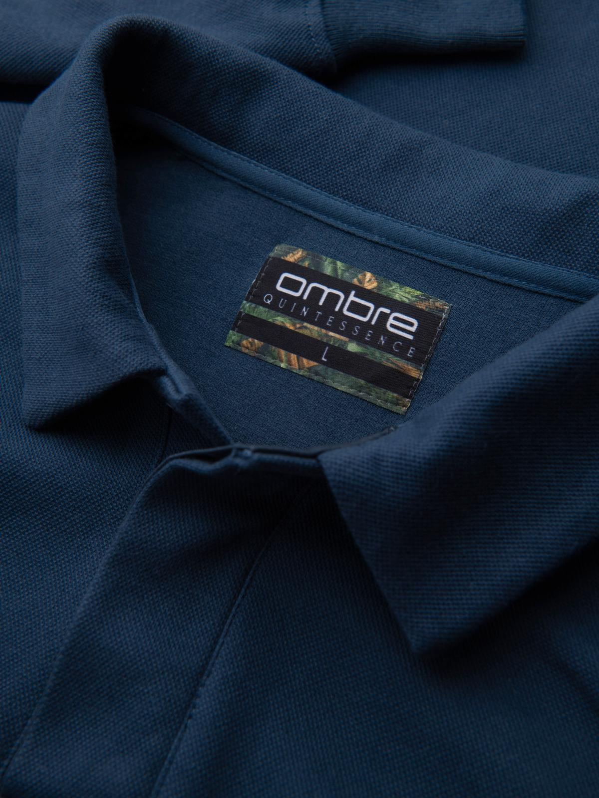 Ombre Men&#039;s structured knit polo collar sweatshirt - dark blue