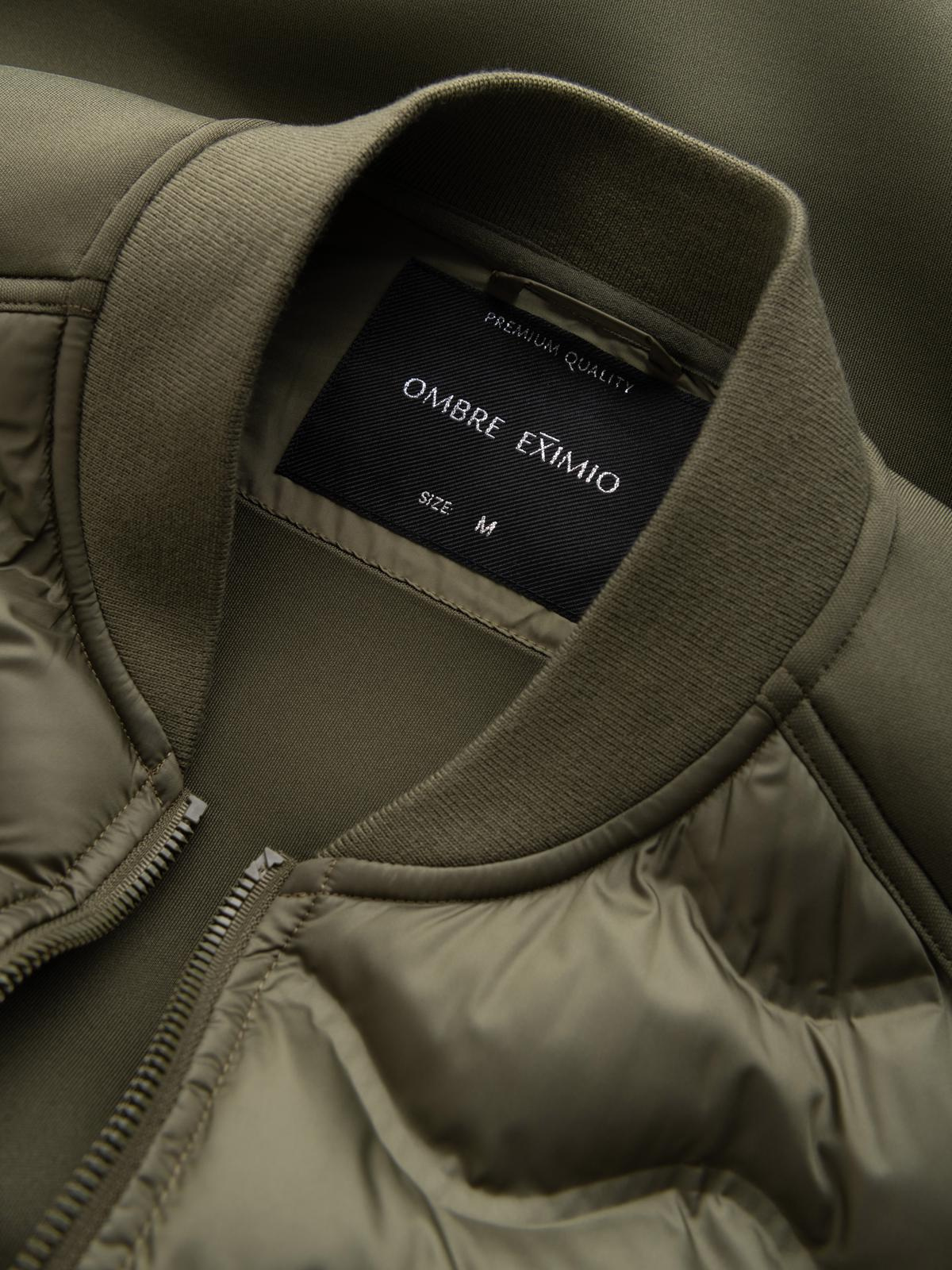 Ombre Men's quilted bomber jacket - dark olive green