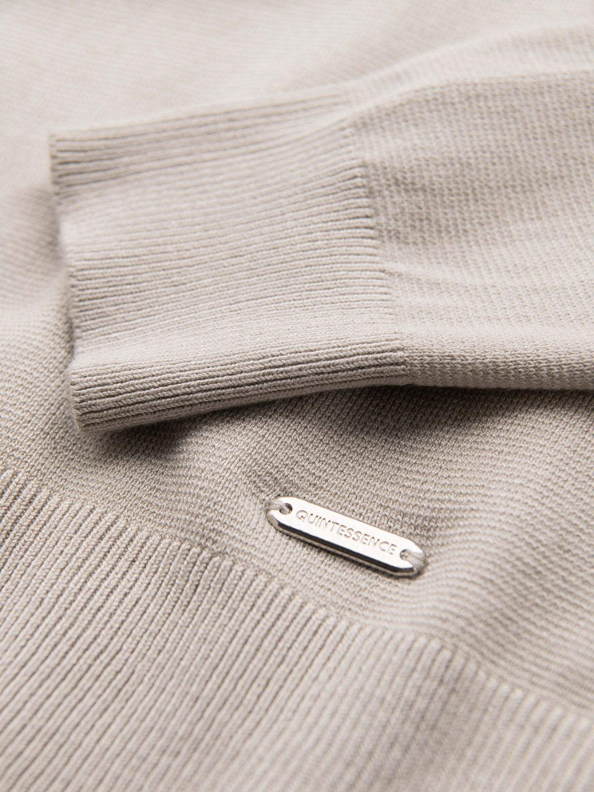 Ombre Men&#039;s sweater with round neckline in stretch knit with classic weave - beige