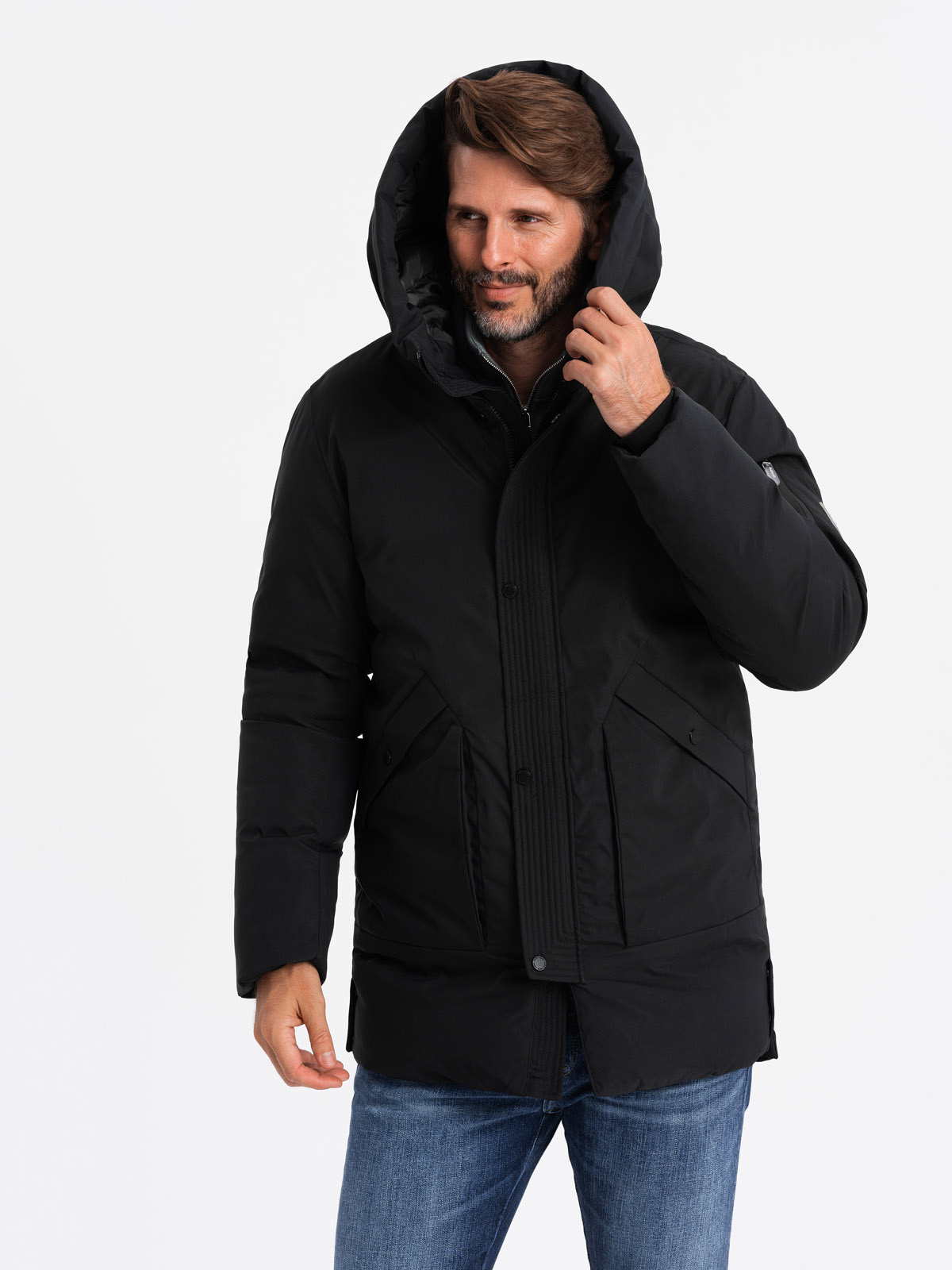 Ombre Men's long seasonal outdoor style jacket - black