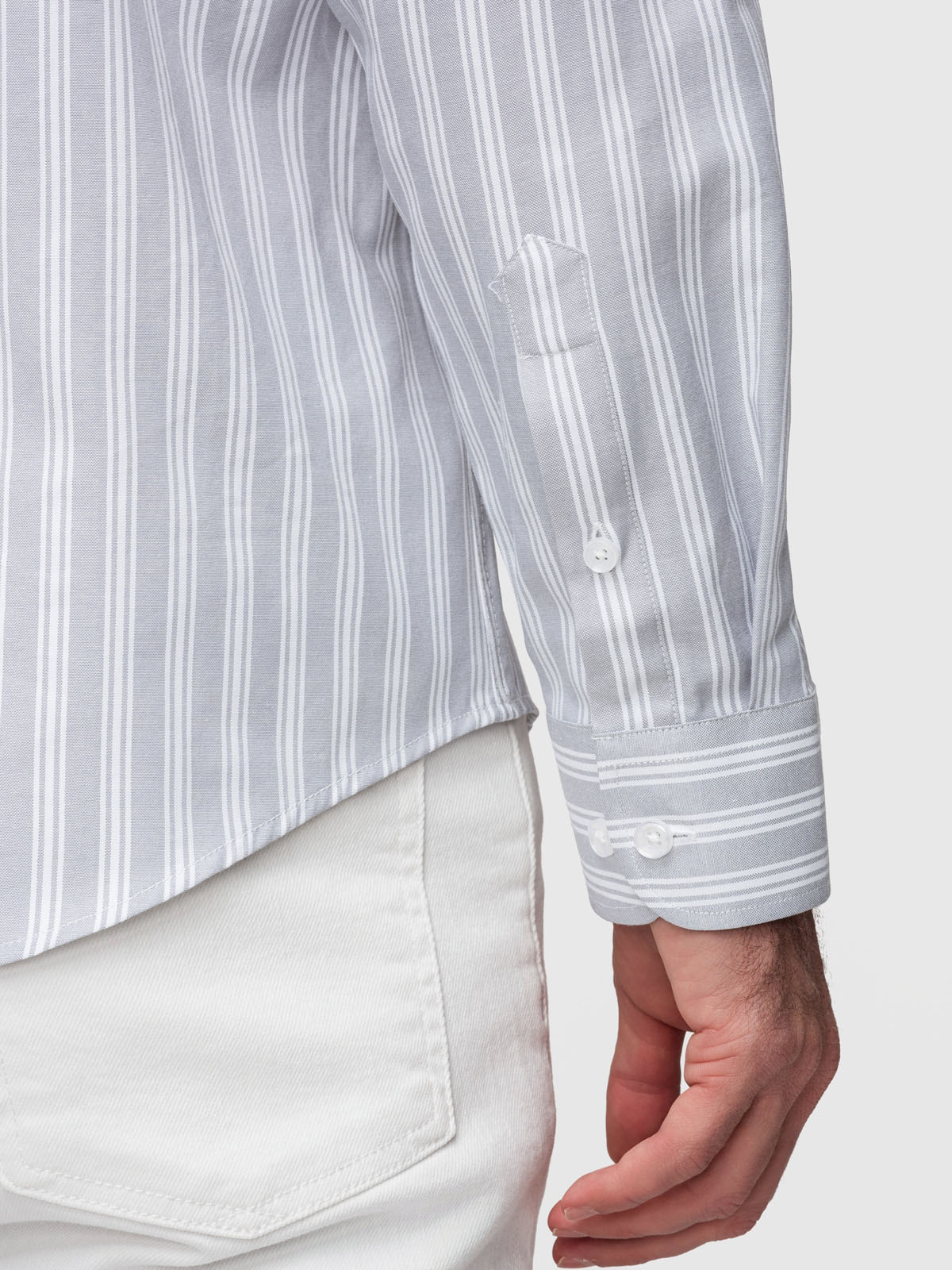 Ombre Men's REGULAR FIT shirt in white stripes with pocket - grey