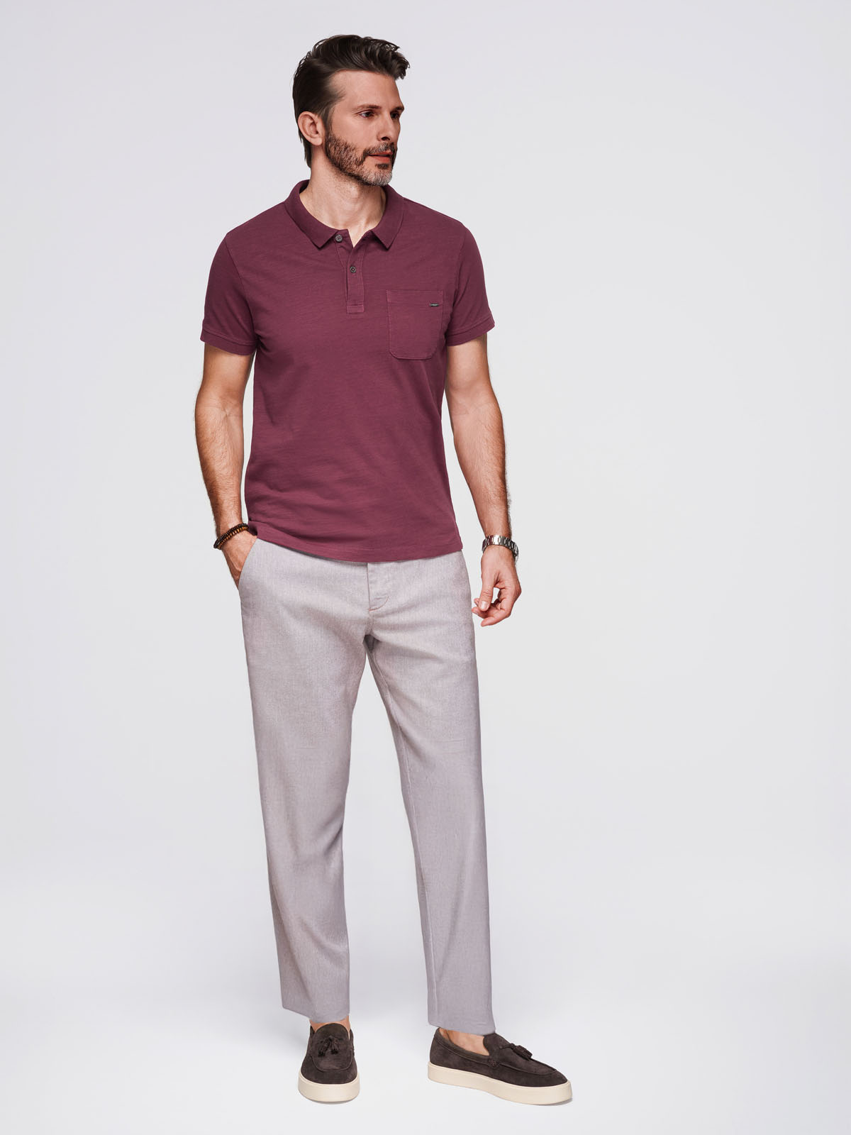 Ombre Men's polo t-shirt with decorative buttons