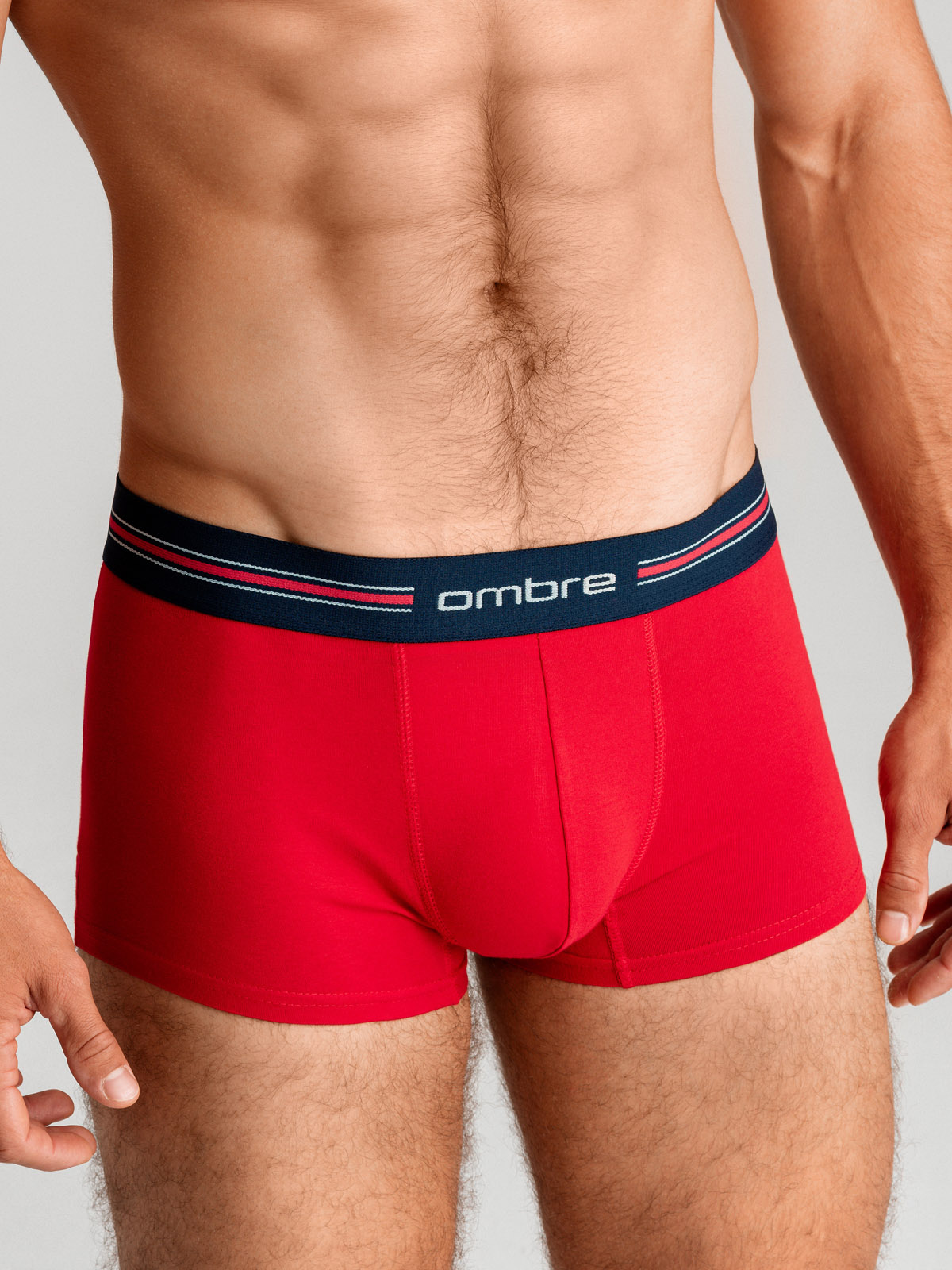 Ombre Classic fit men&#039;s boxer shorts with striped elastic band - 3 pack mix OM-UNBO