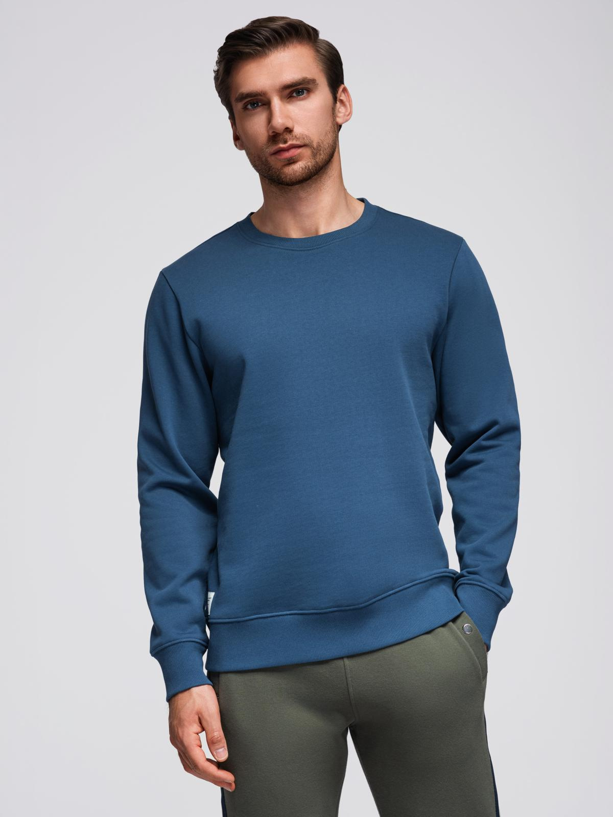 Ombre Men&#039;s BASIC sweatshirt with round neckline - navy blue