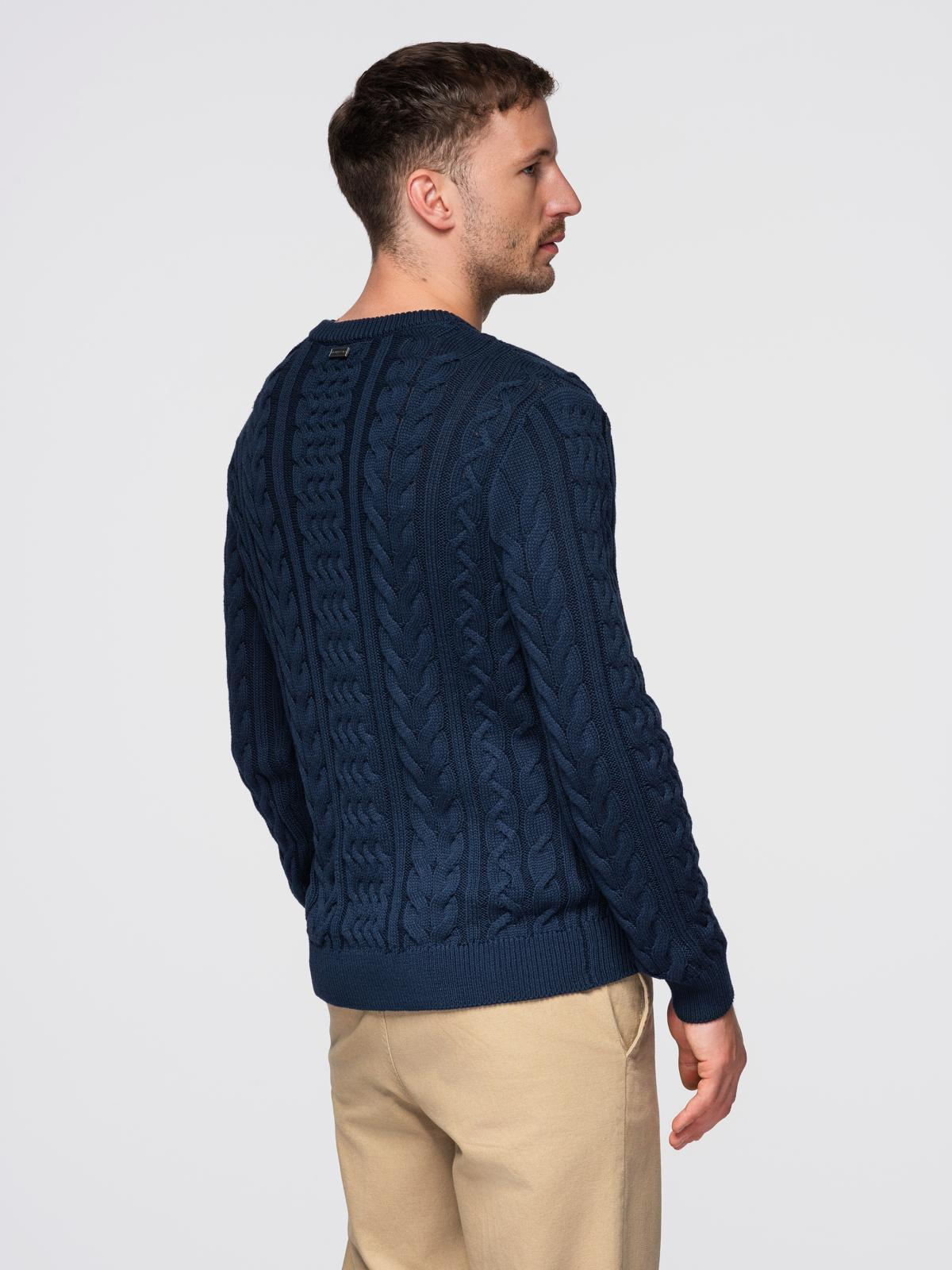 Ombre Men&#039;s elegant sweater with interesting weave - navy blue