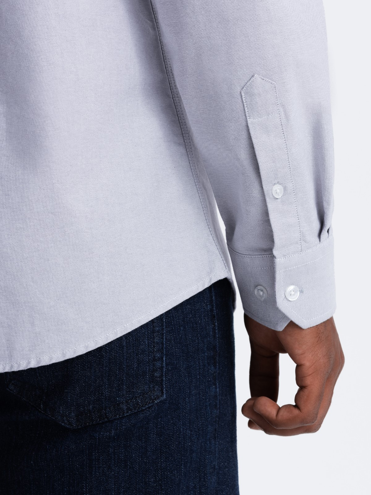 Ombre Elegant men&#039;s oxford shirt with embroidery and pocket - blue