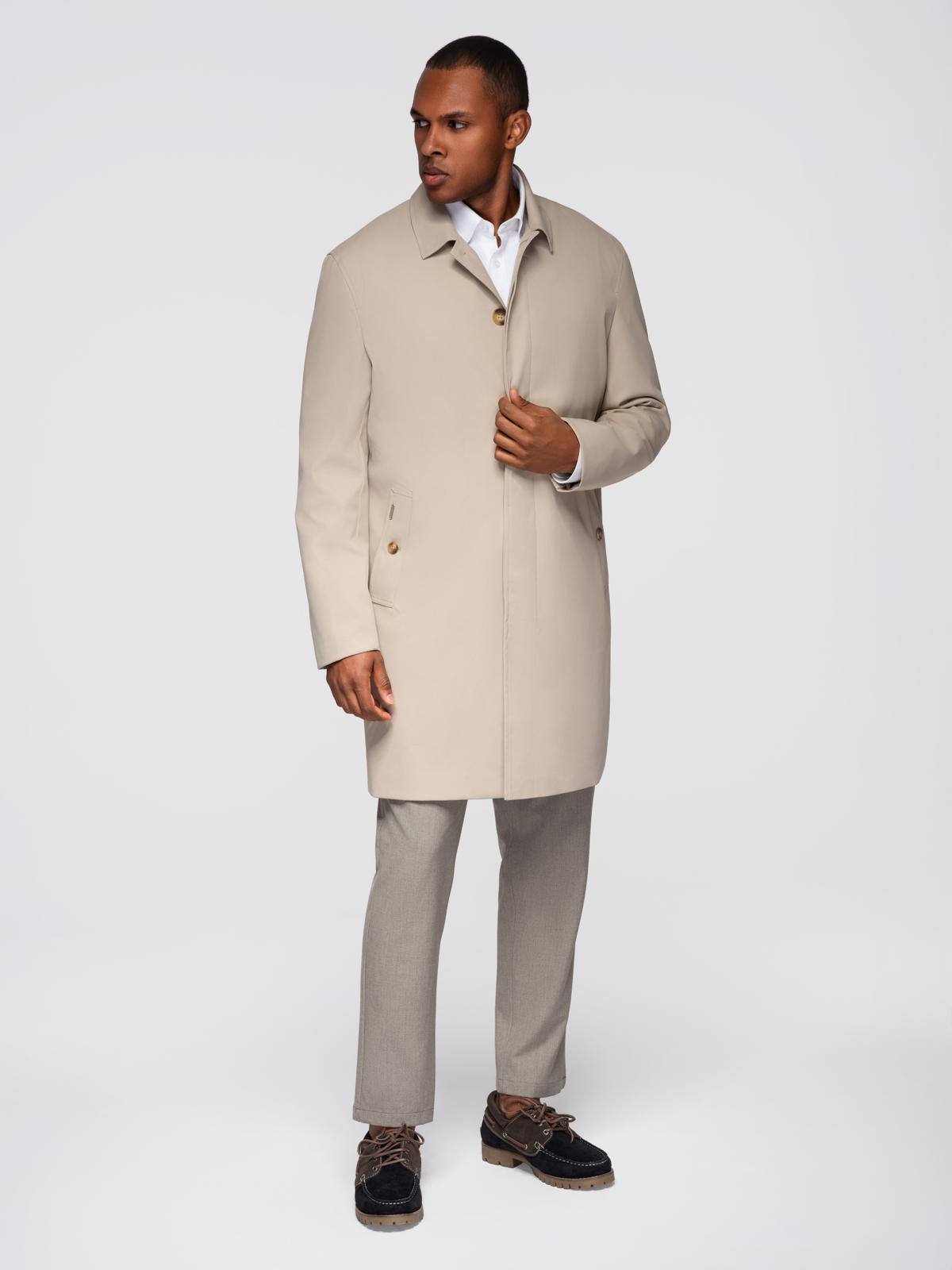 Ombre Men&#039;s minimalist coat with detachable vest - beige