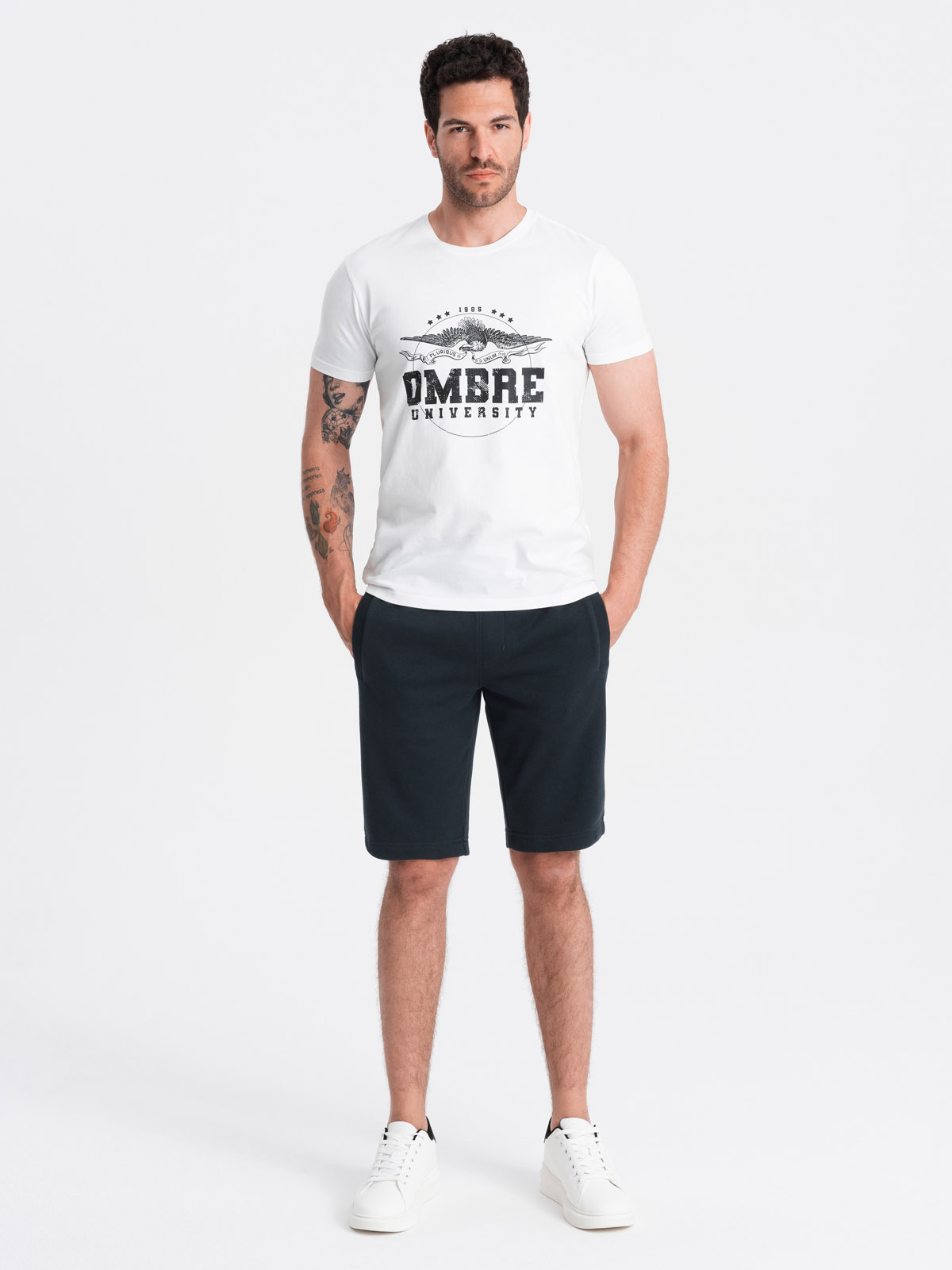 Ombre Men&#039;s BASIC cotton sweat shorts - black