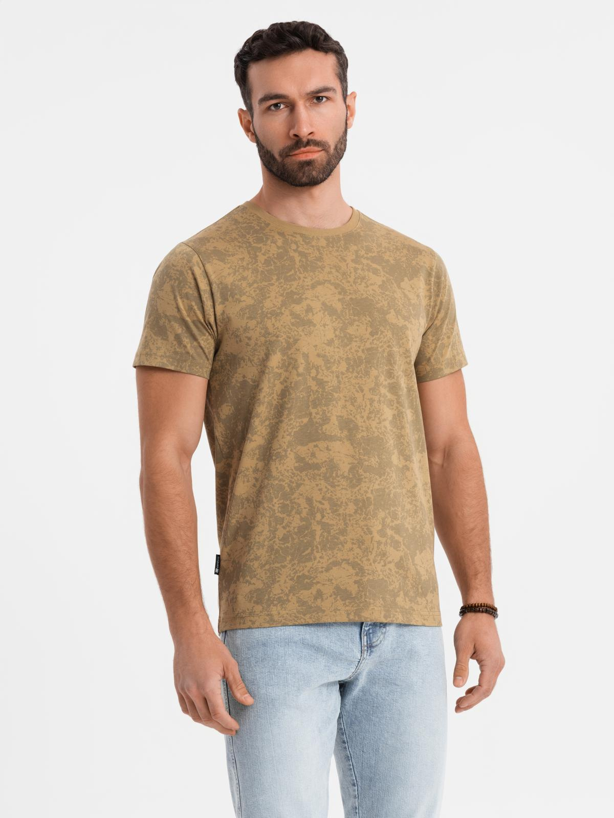 Ombre Men's patterned cotton short-sleeved T-shirt - olive