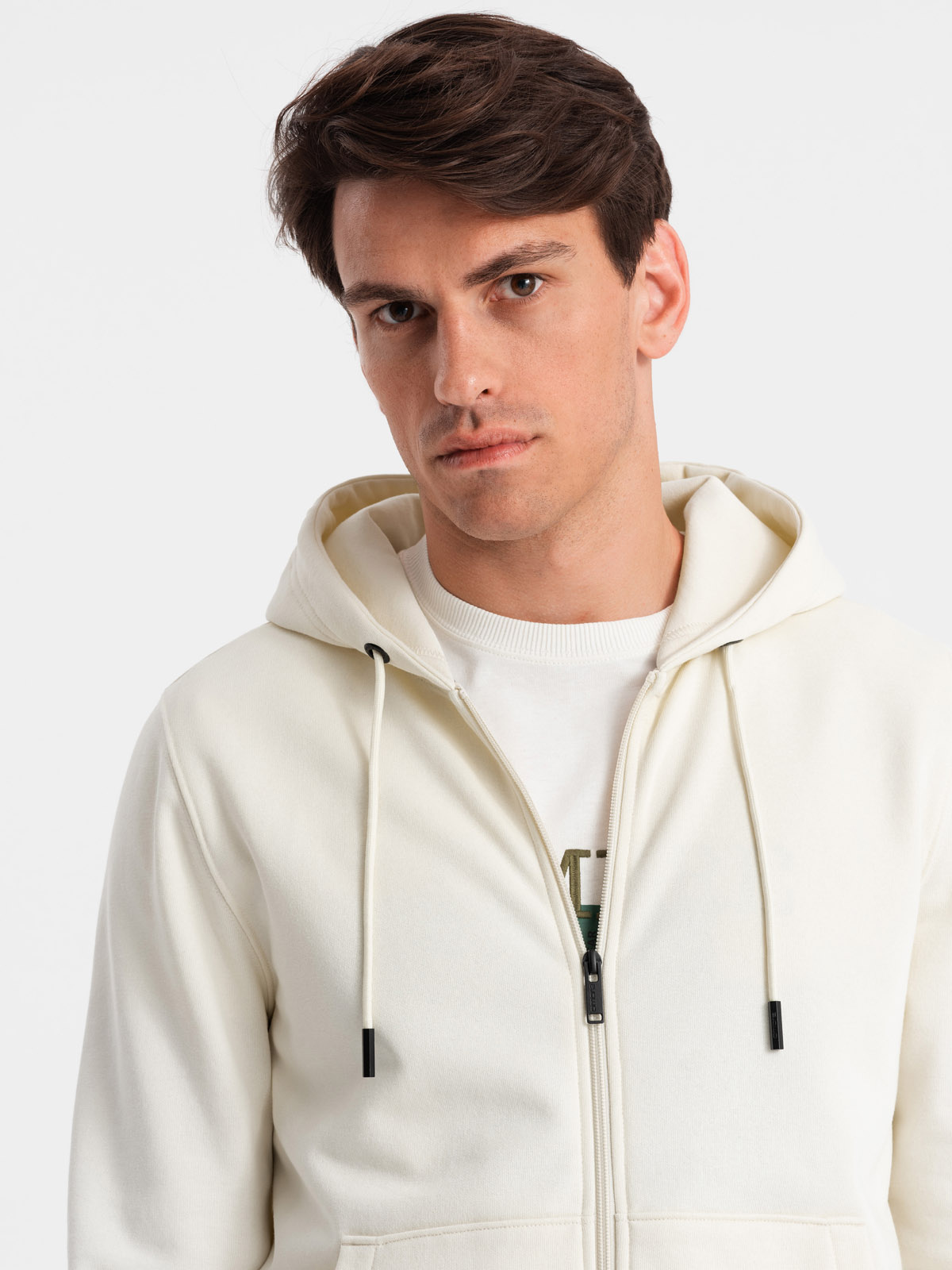 Ombre Men&#039;s unbuttoned cotton BASIC sweatshirt - cream