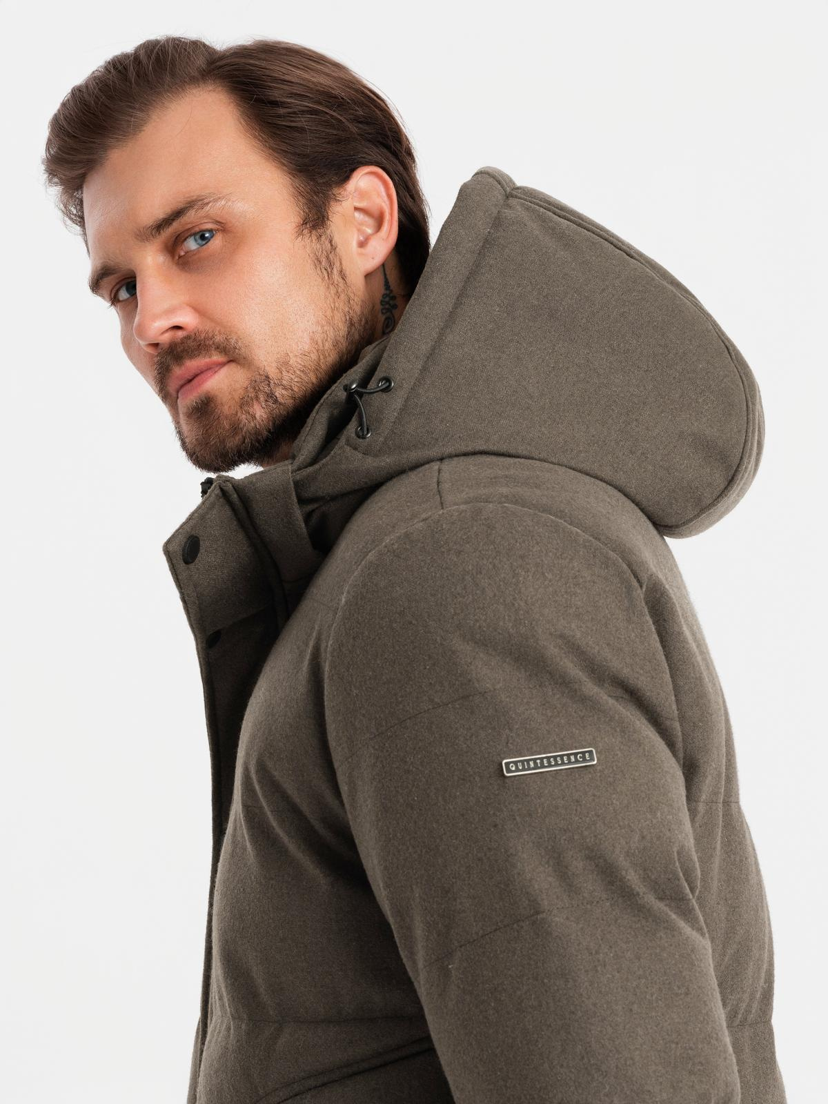 Ombre Men&#039;s lightweight jacket with hood and mesh lining - olive