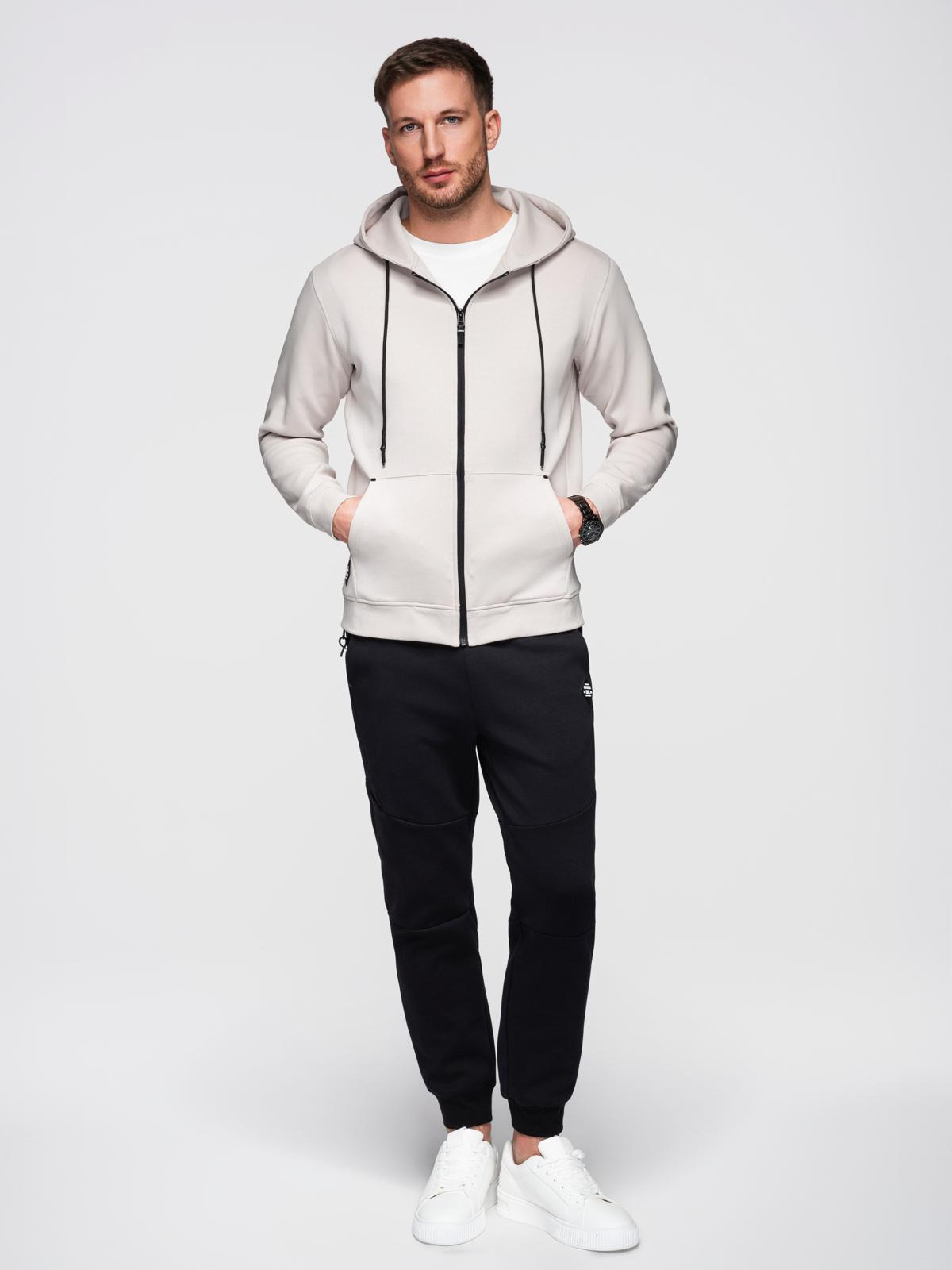 Ombre Sweatshirt unzipped hoodie in streetwear style - sand