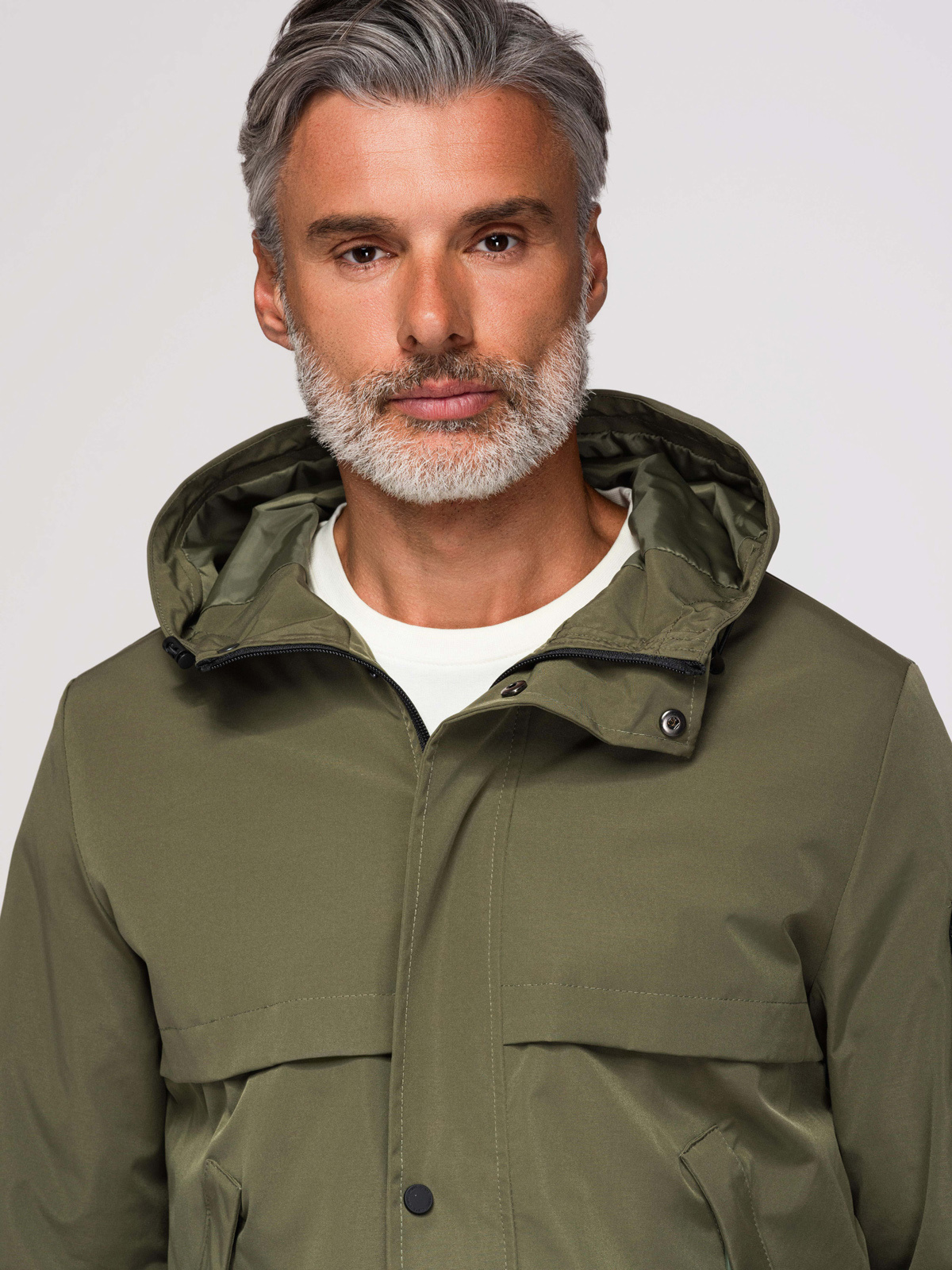 Ombre Men's functional transitional jacket with hood - olive