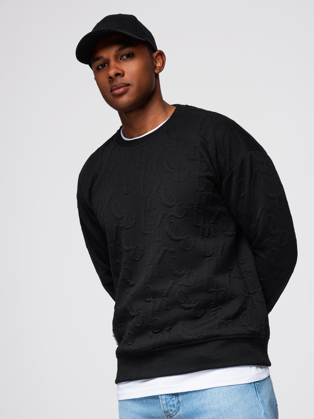 Ombre Men&#039;s RELAXED FIT sweatshirt with embossed letters - black
