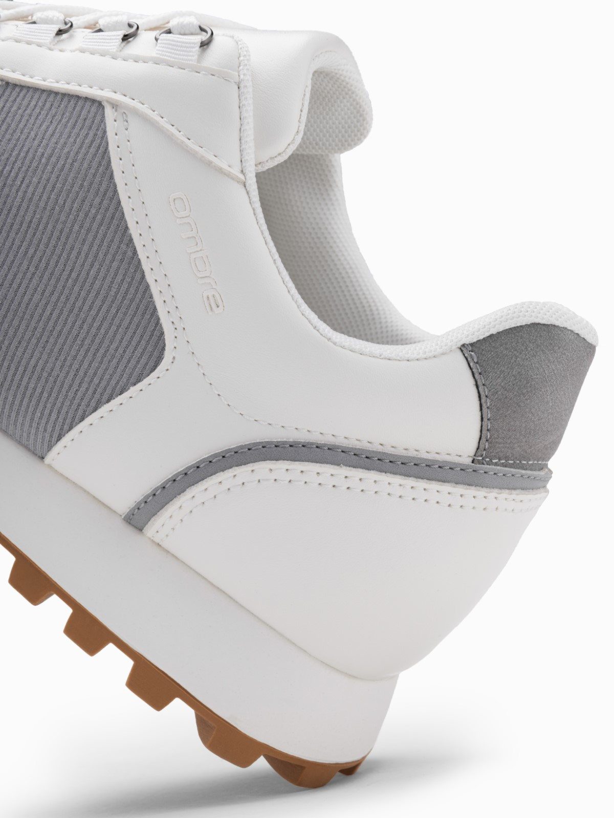 Ombre Patchwork men&#039;s shoes sneakers with combined materials - white and gray