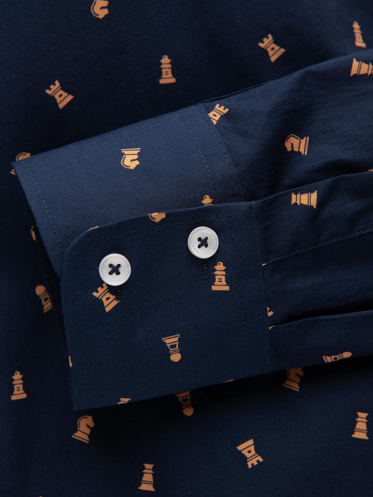 Ombre Men&#039;s cotton patterned SLIM FIT shirt - ink