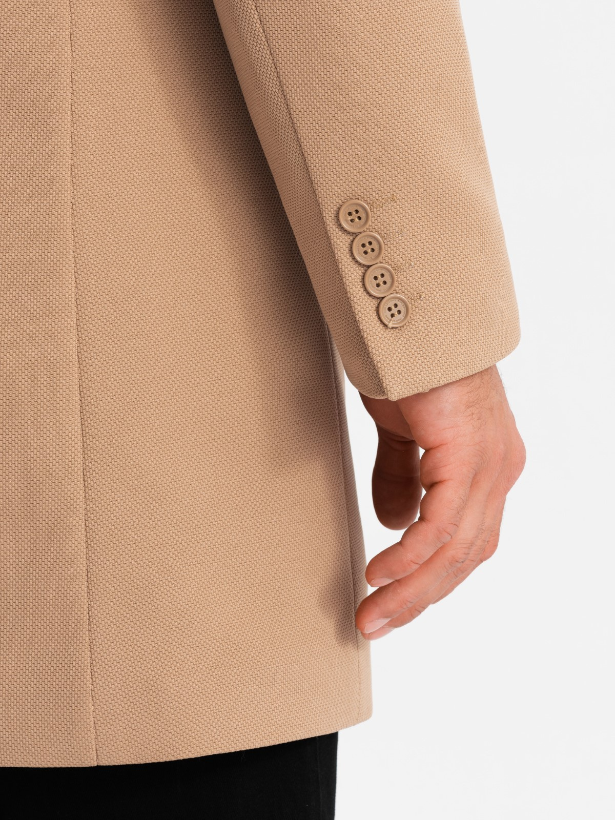 Ombre Structured fitted coat for men with high collar - light brown