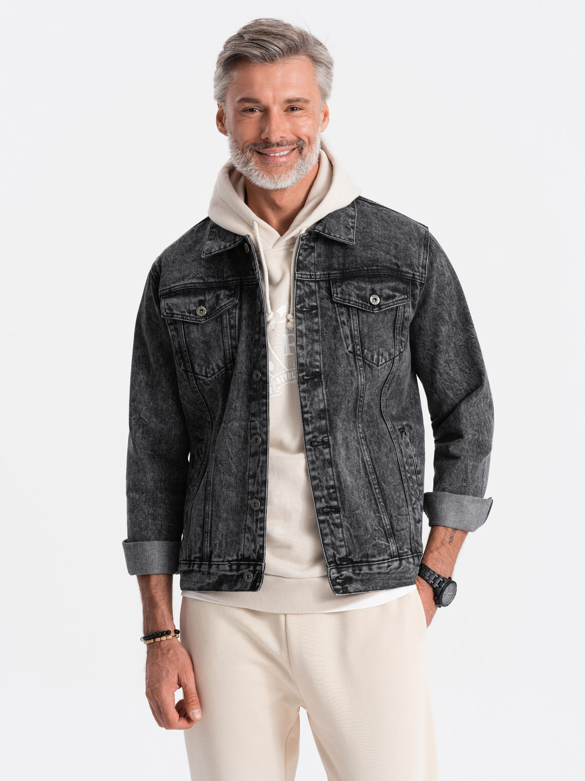 Ombre Men&#039;s mid-season jeans jacket