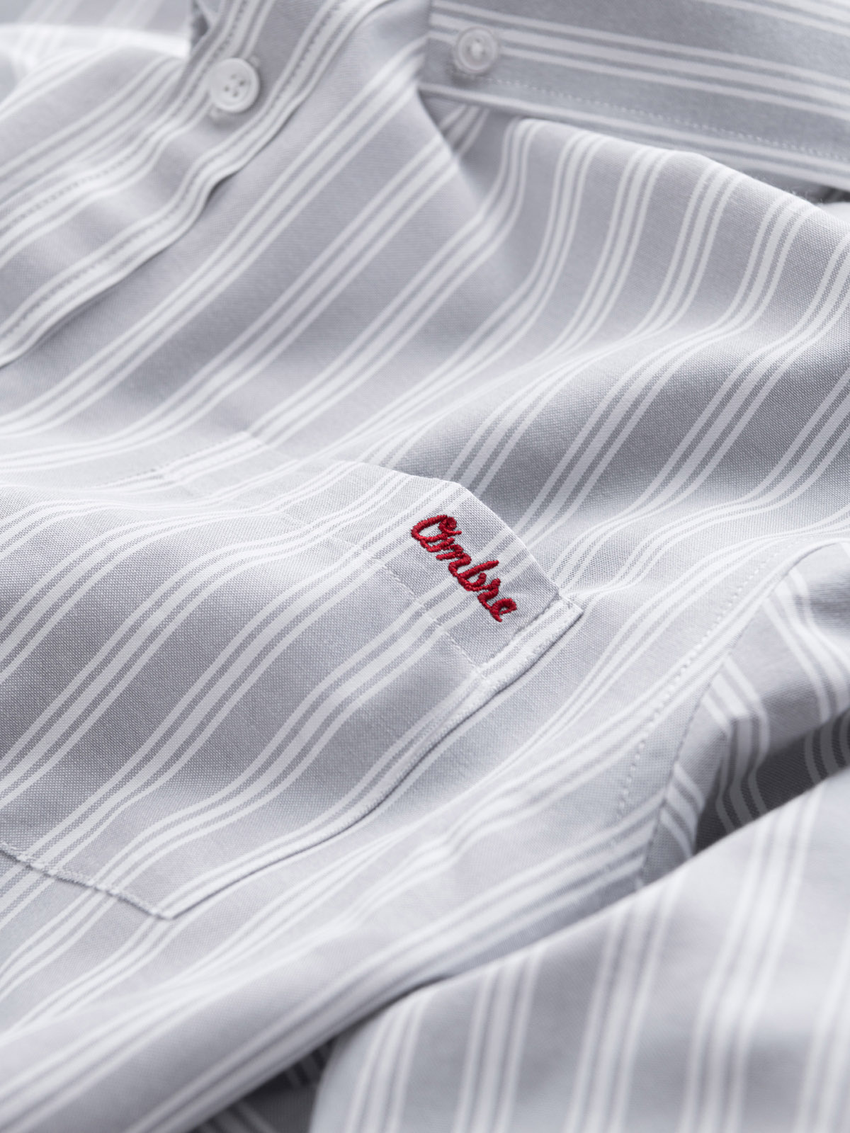 Ombre Men's REGULAR FIT shirt in white stripes with pocket - grey