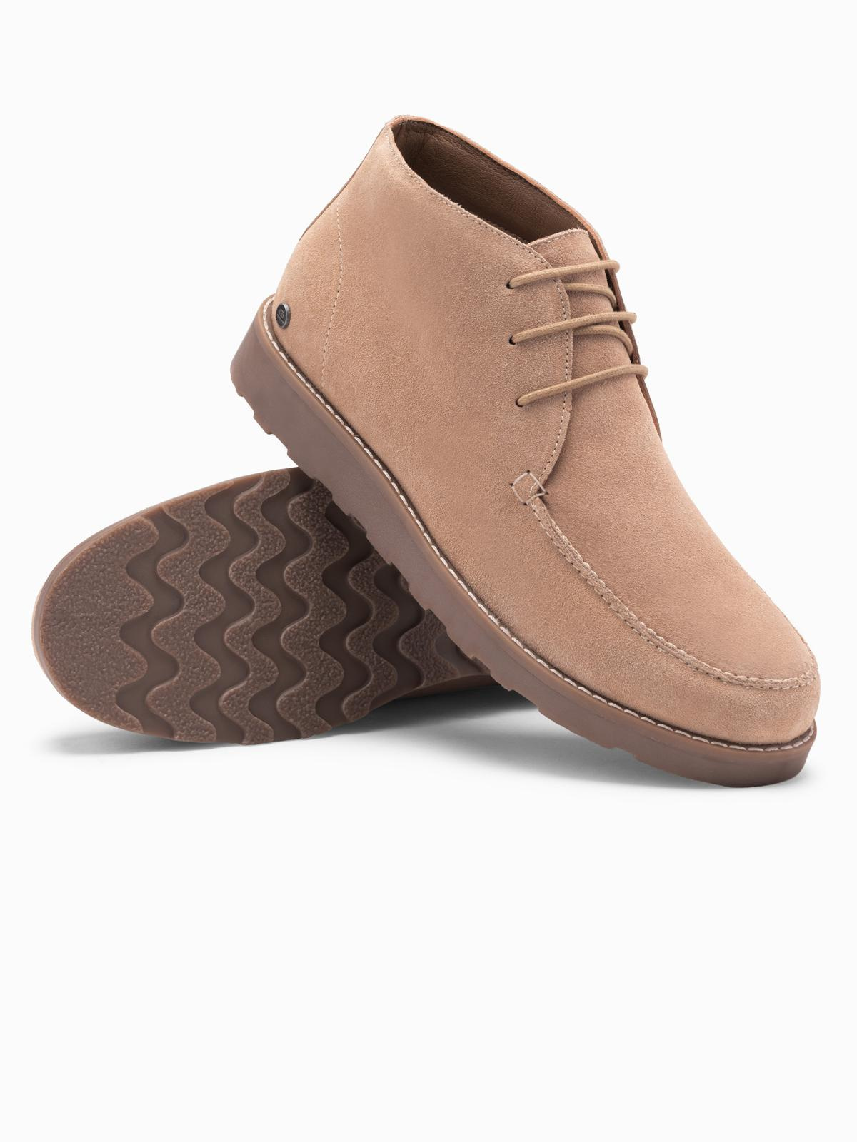Ombre Men&#039;s suede ankle boots with thick sole - beige