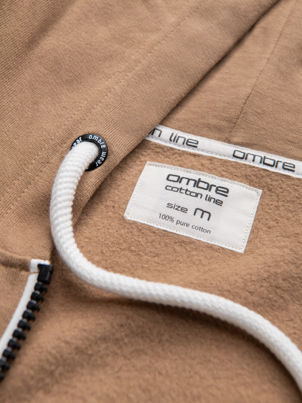 Ombre BASIC men&#039;s unbuttoned hooded sweatshirt - brown