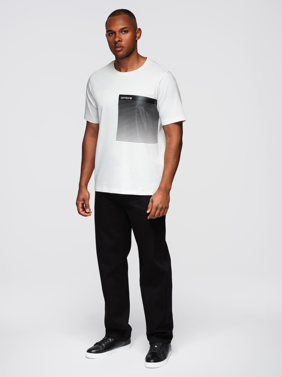 Ombre Men's cotton t-shirt with graphic print - white
