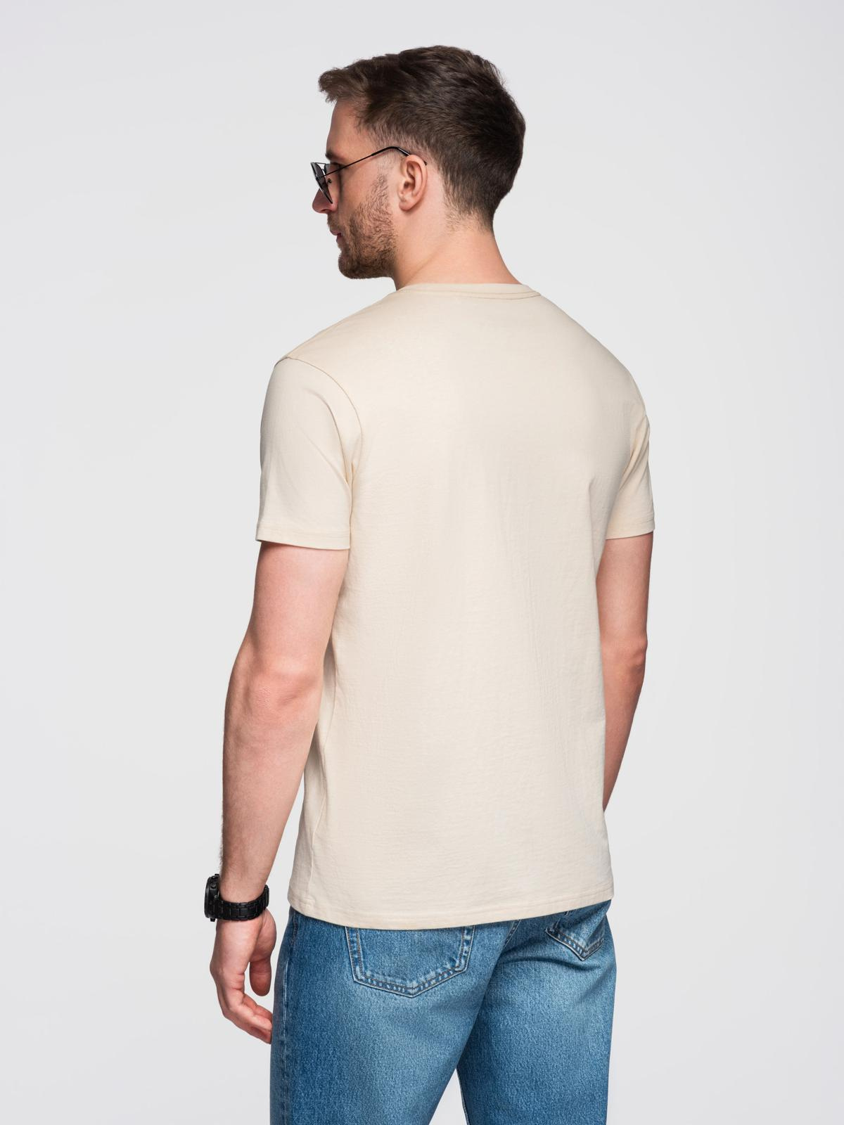Ombre Men's cotton t-shirt with rock style print - cream