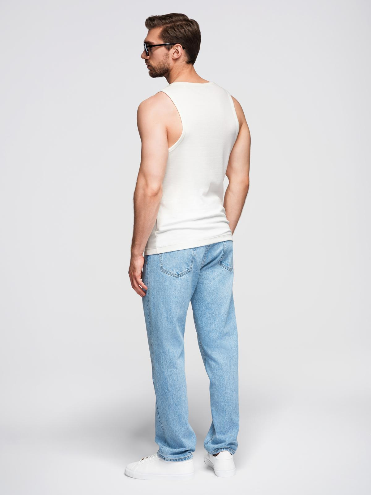 Ombre Men's cotton basic t-shirt with straps - white