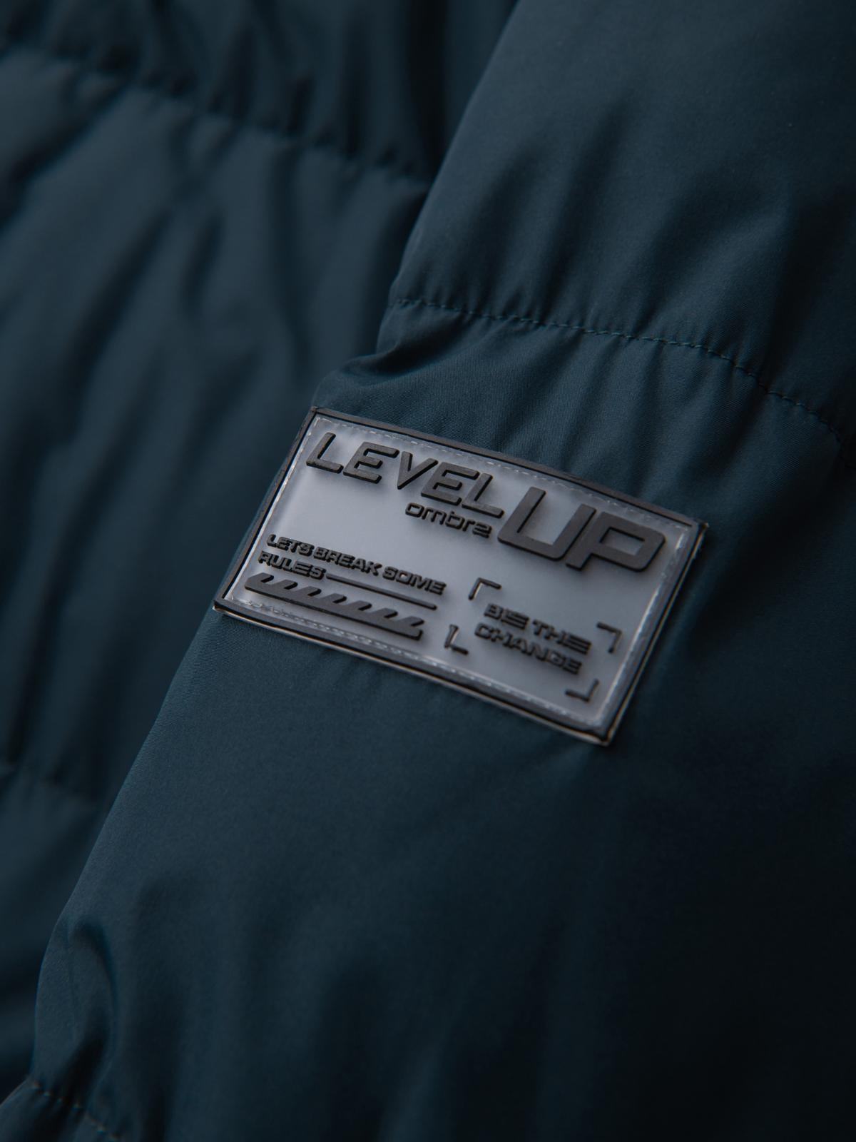 Ombre Classic men&#039;s long hooded jacket - navy blue