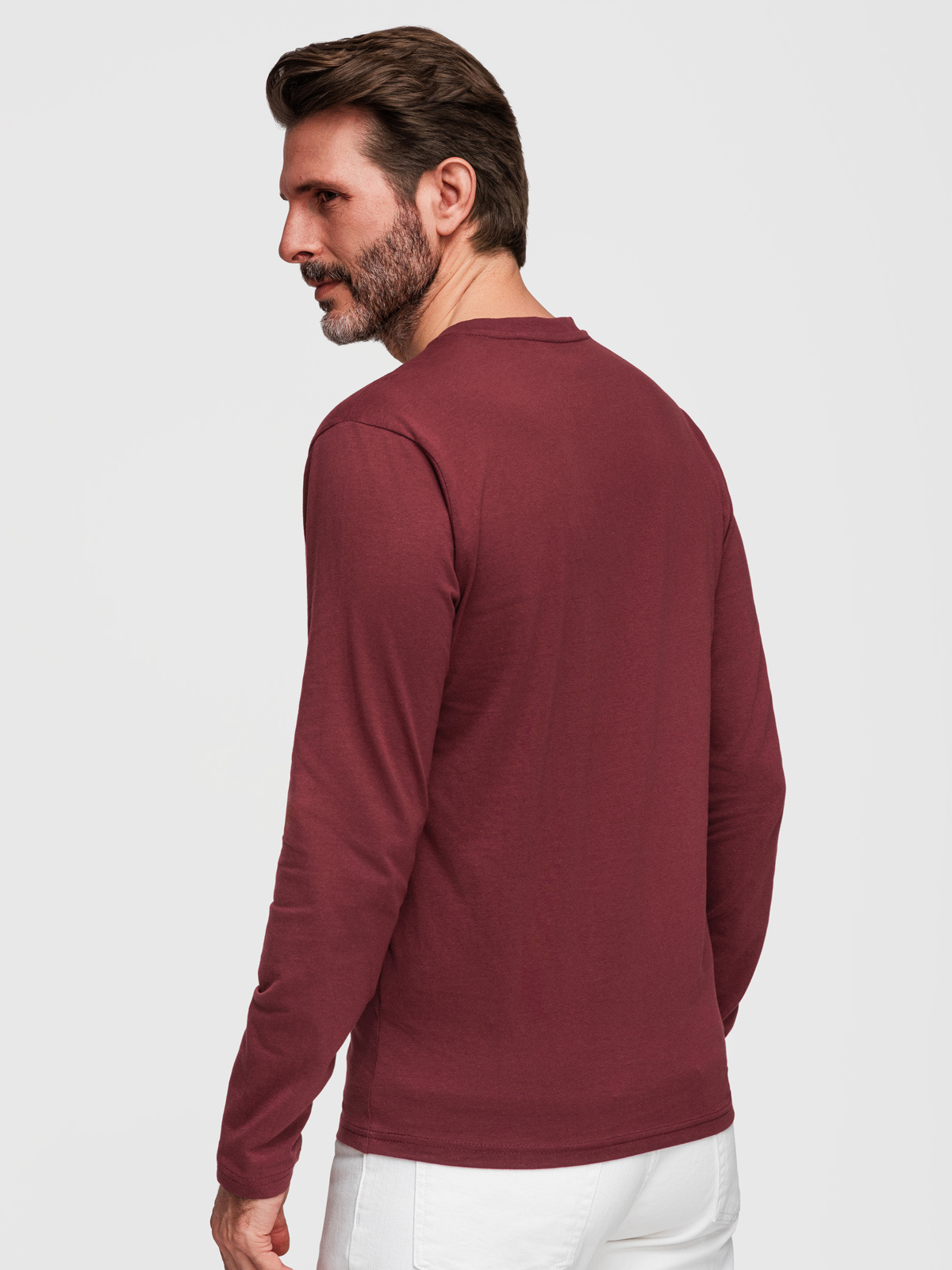 Ombre Men's unprinted longsleeve with a crew neckline - maroon