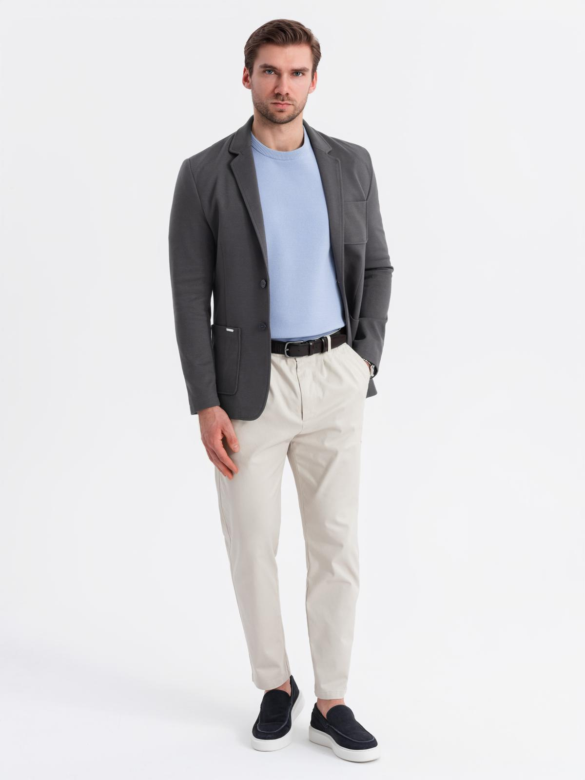 Ombre Men&#039;s SLIM knit jacket with subtle texture - graphite