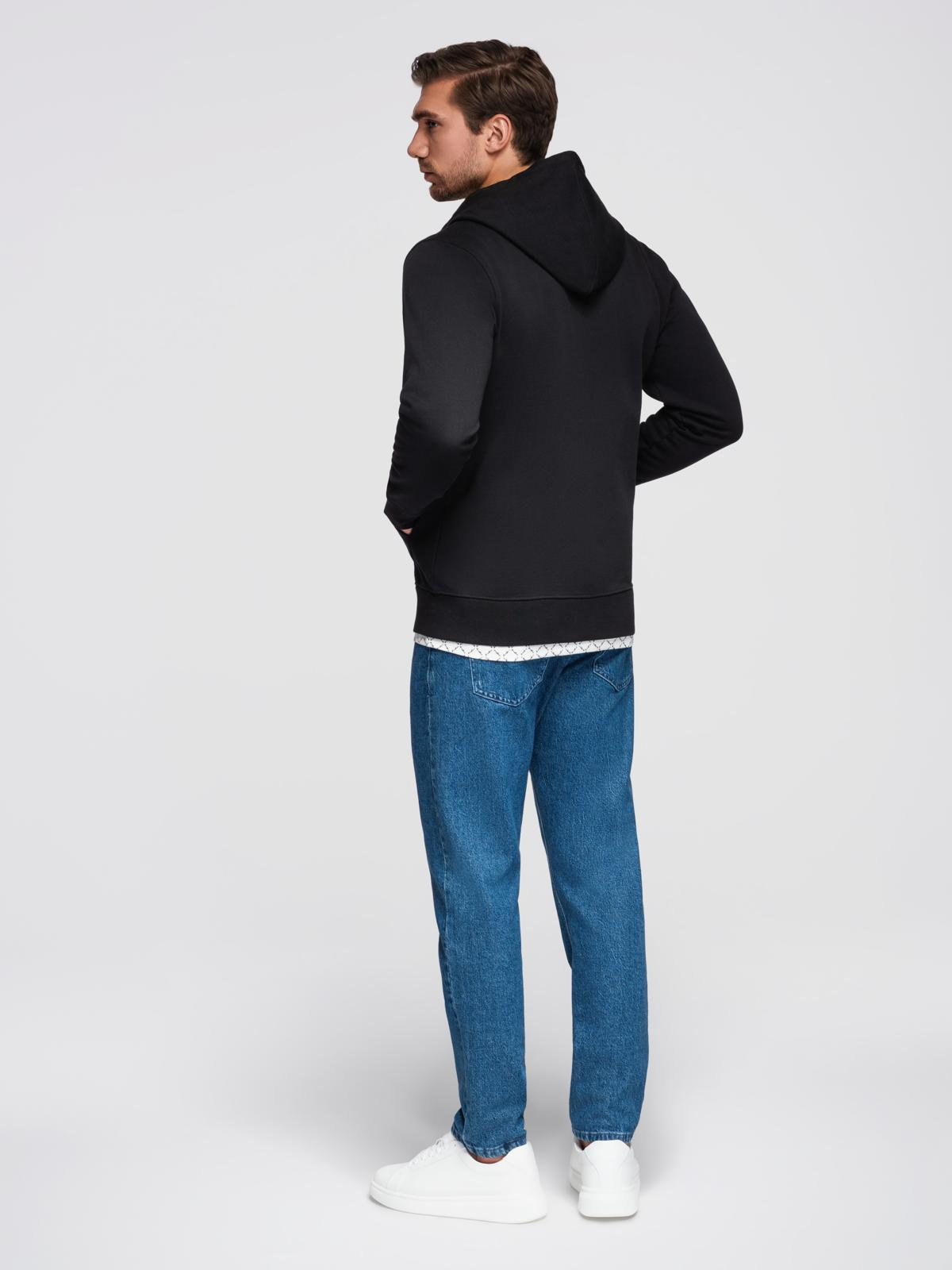 Ombre Men&#039;s BASIC unbuttoned hooded sweatshirt - black