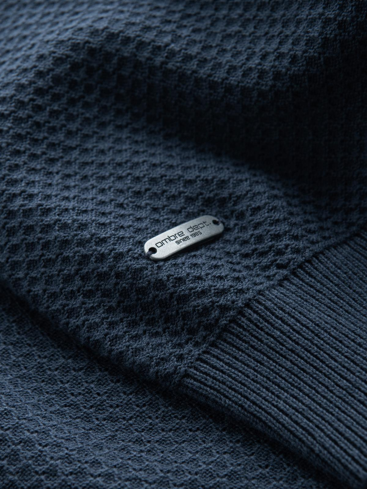 Ombre Men&#039;s RELAXED FIT knitted diamond-knit sweater - navy blue
